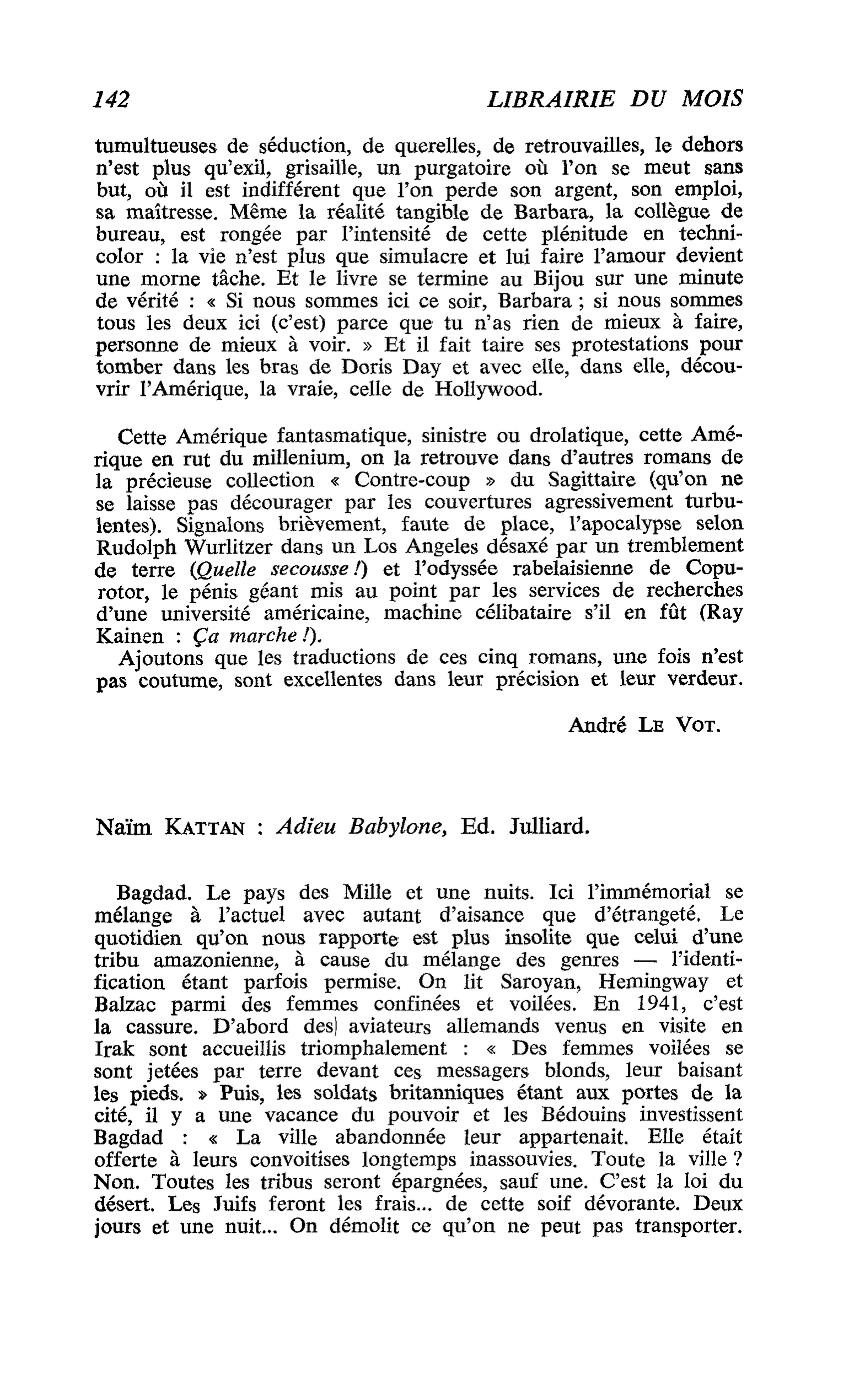 Naïm Kattan : Adieu Babylone