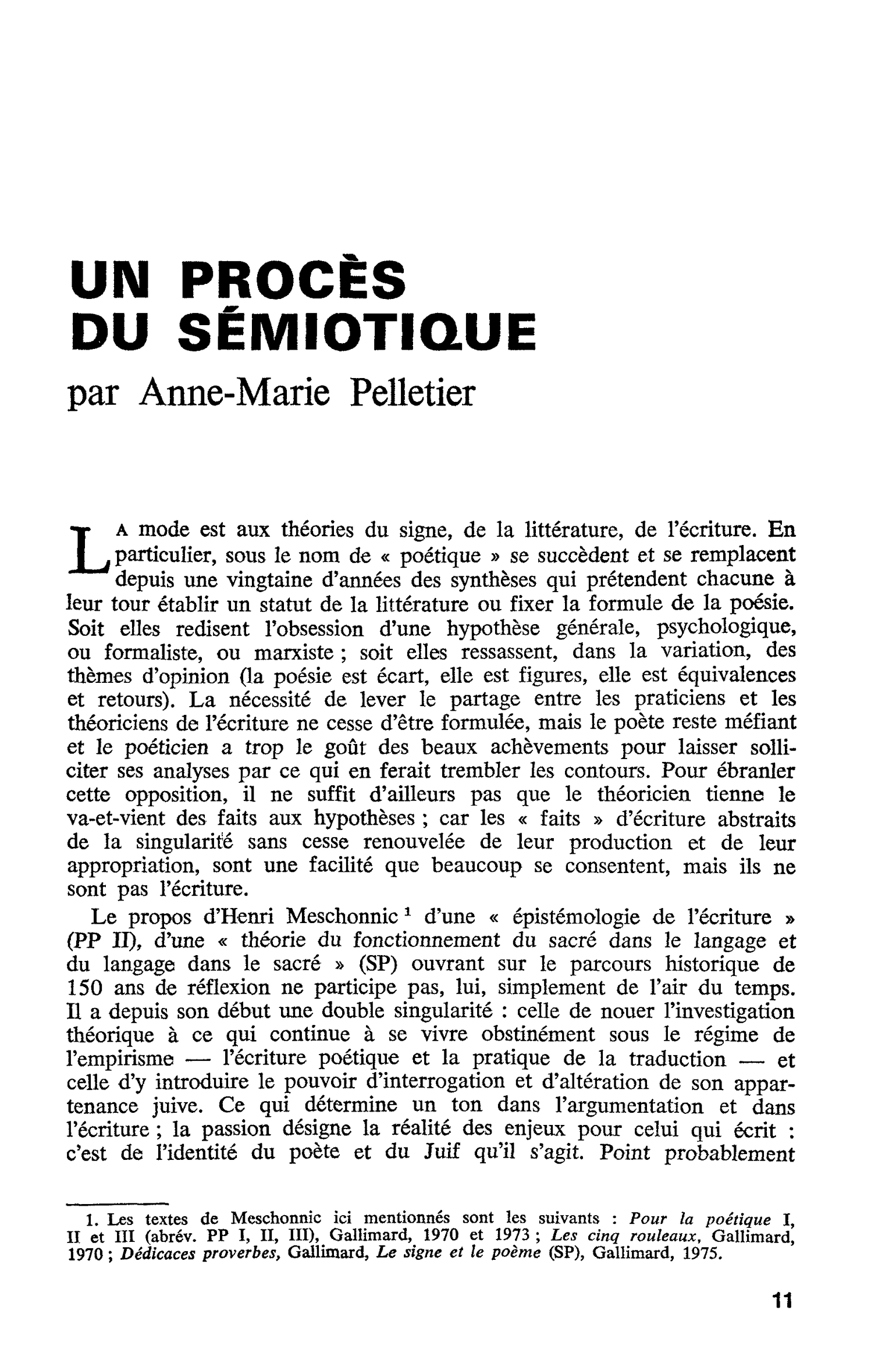 UN PROCÈS DU SÉMIOTIQUE