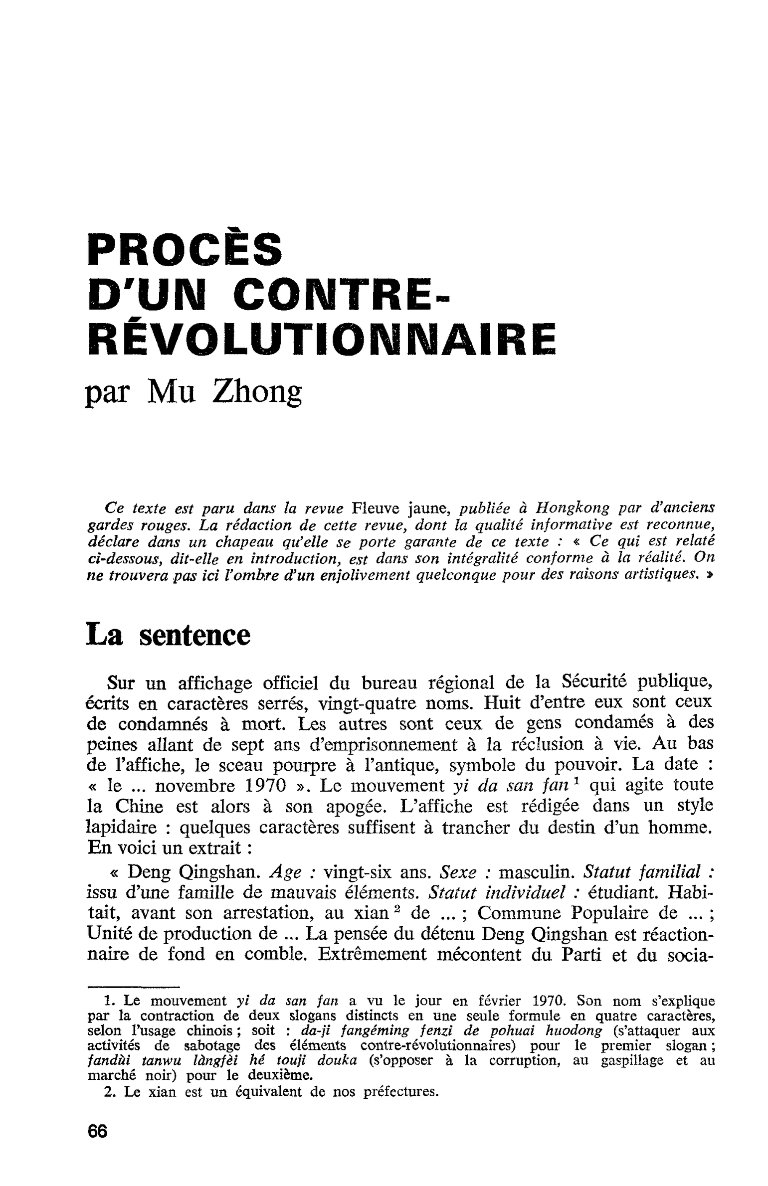 PROCÈS D’UN CONTRE- RÉVOLUTIONNAIRE