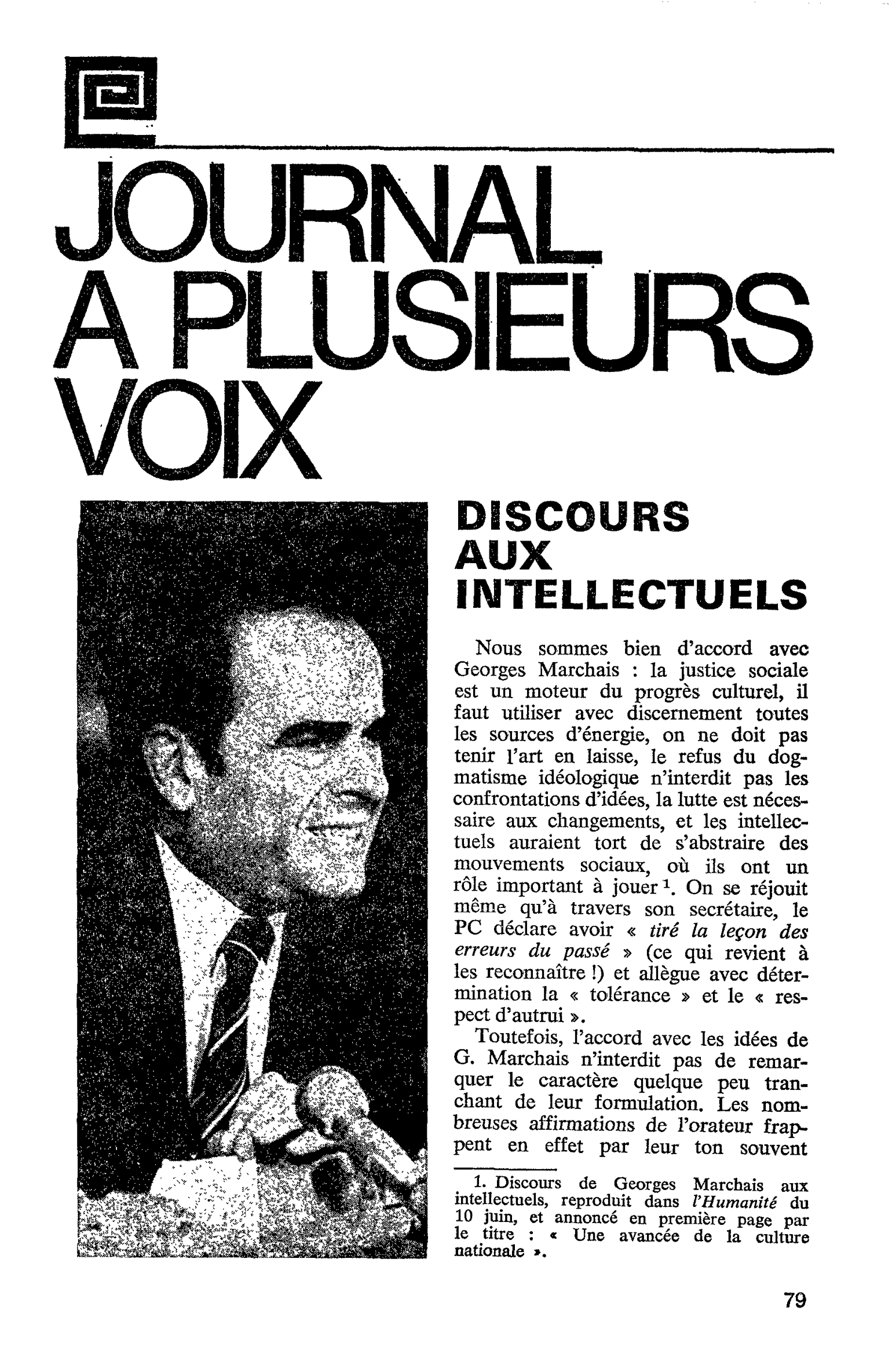 DISCOURS AUX INTELLECTUELS