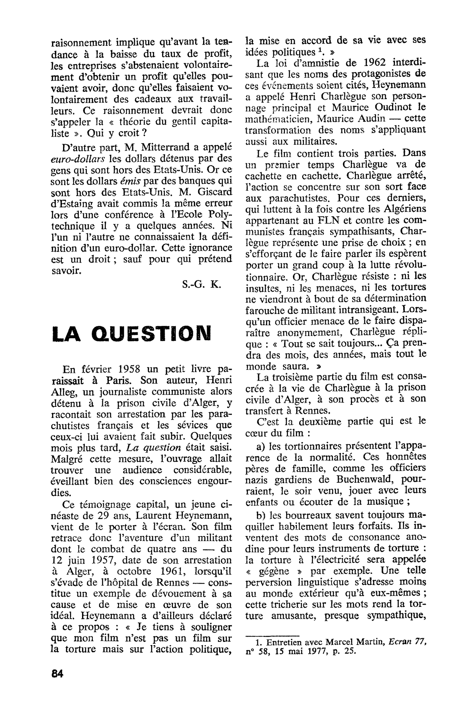 LA QUESTION