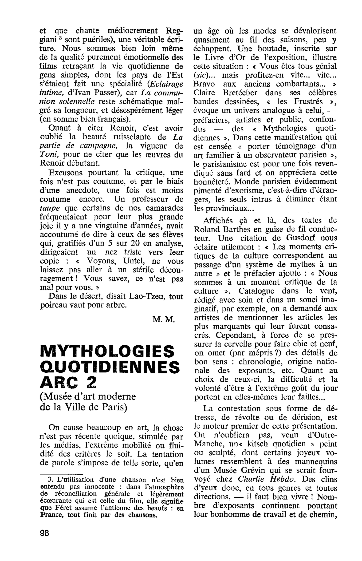 MYTHOLOGIES QUOTIDIENNES