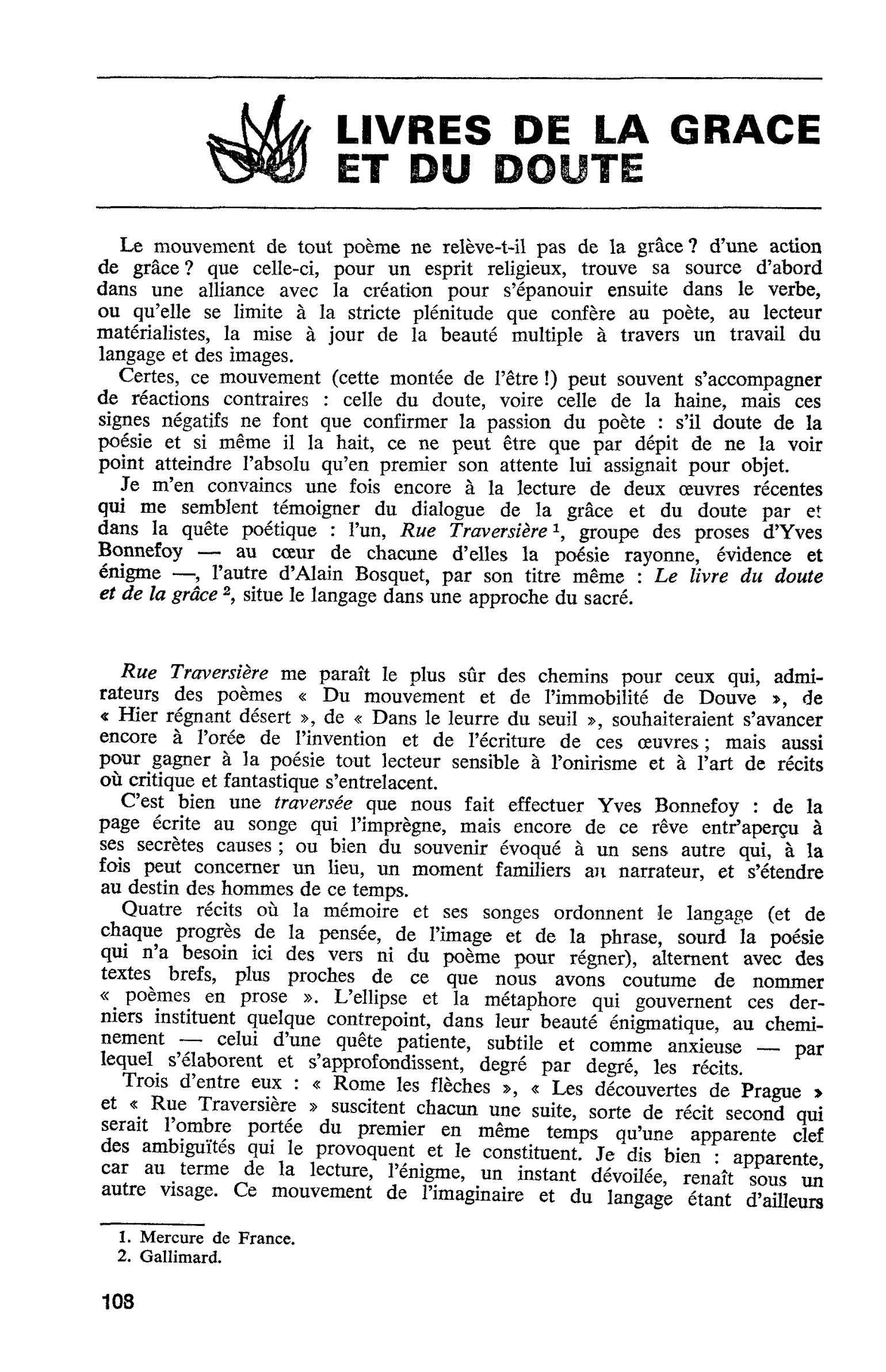 LIVRES DE LA GRACE ET DU DOUTE