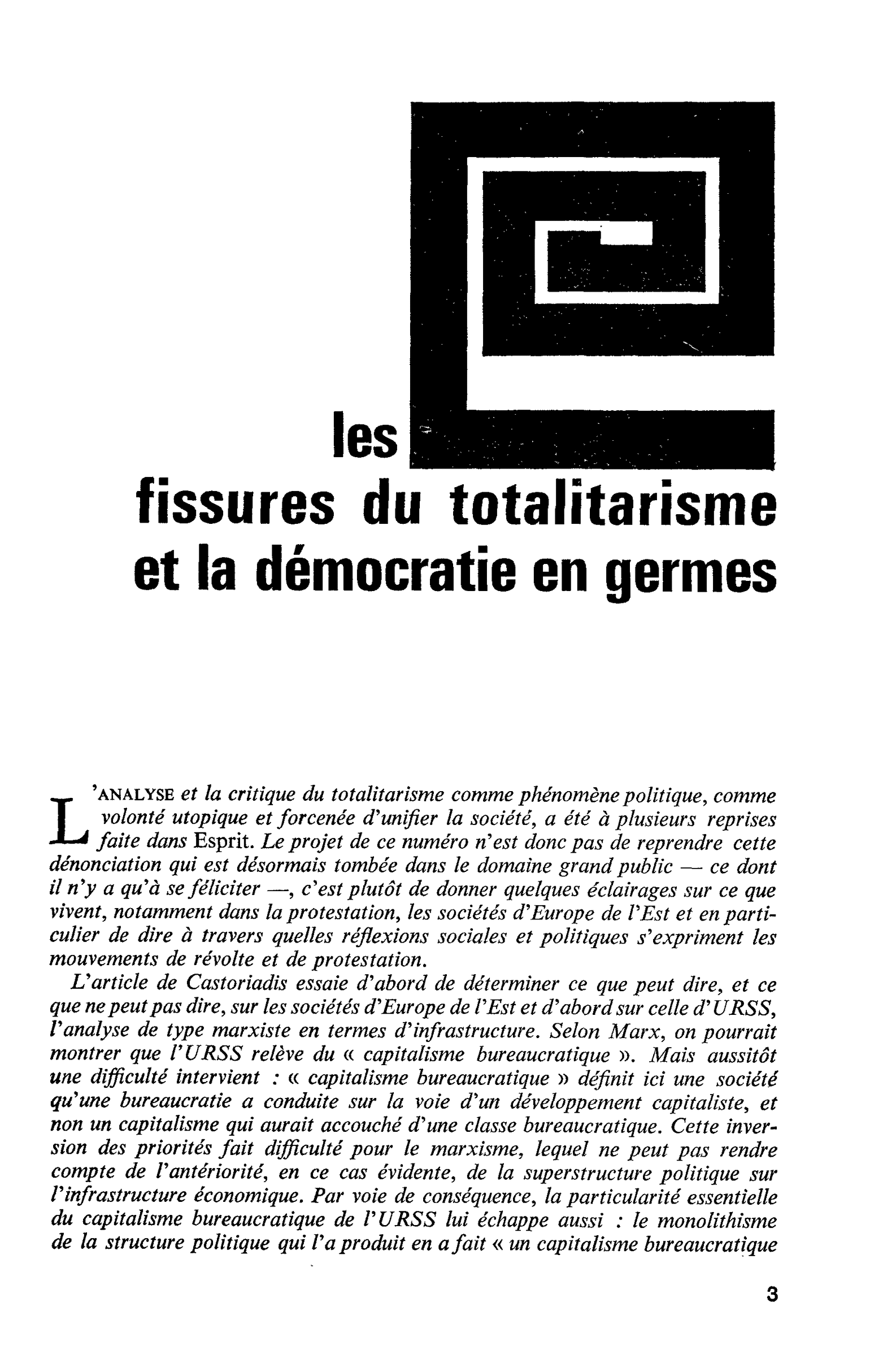 Les fissures du totalitarisme et la démocratie en germes
