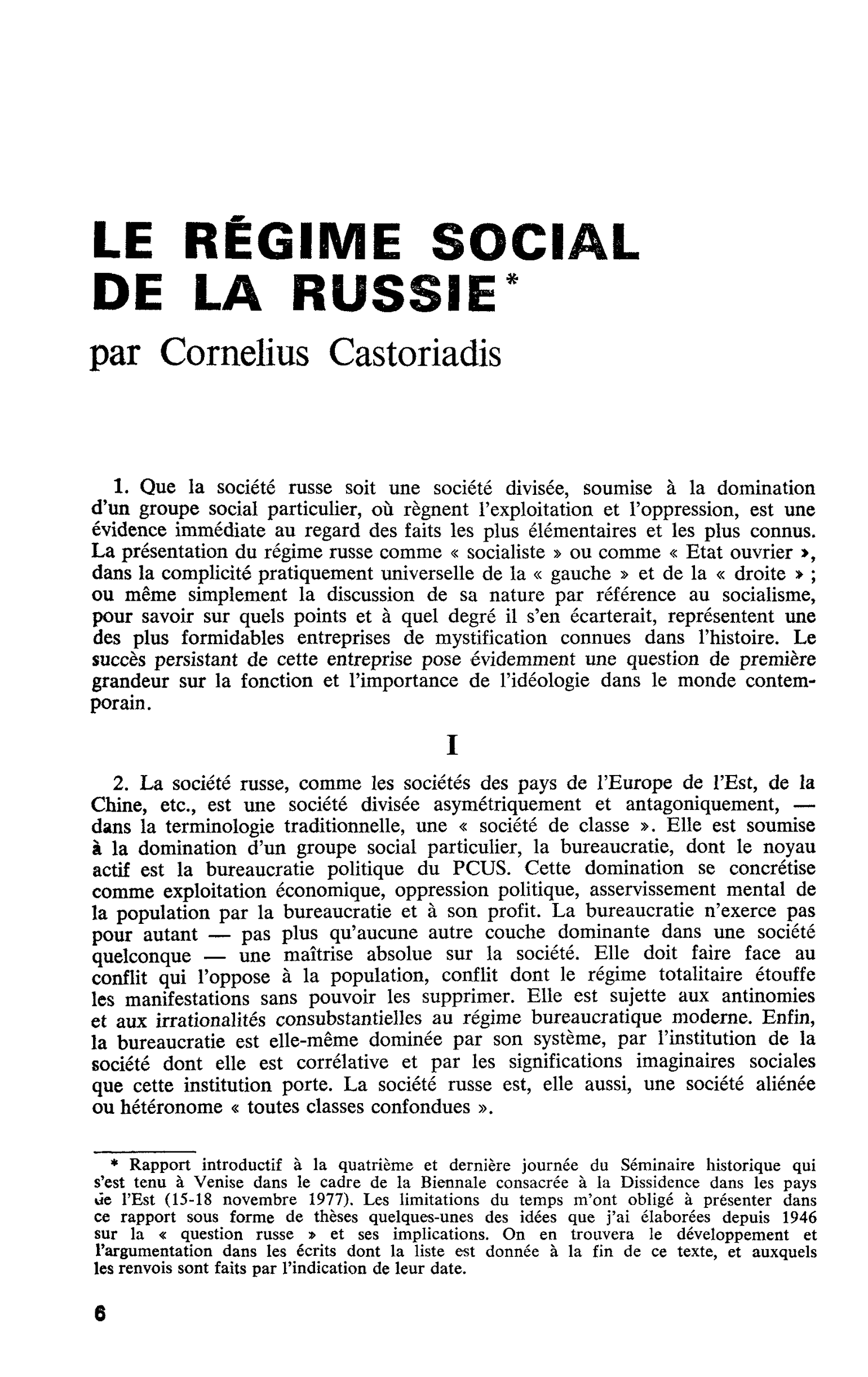 LE RÉGIME SOCIAL DE LA RUSSIE