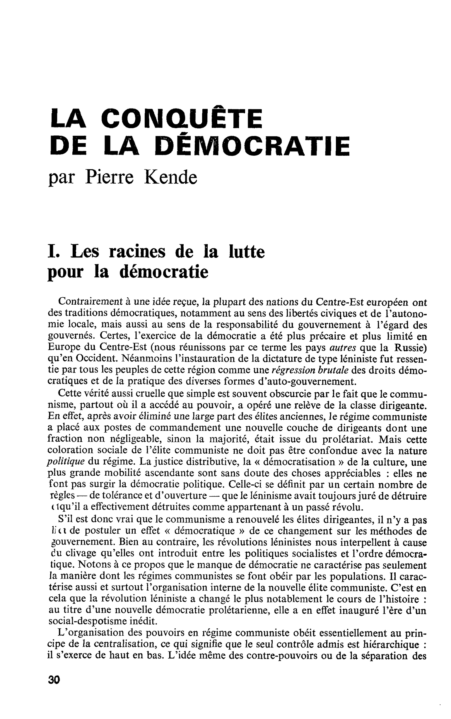 La conquête de la démocratie