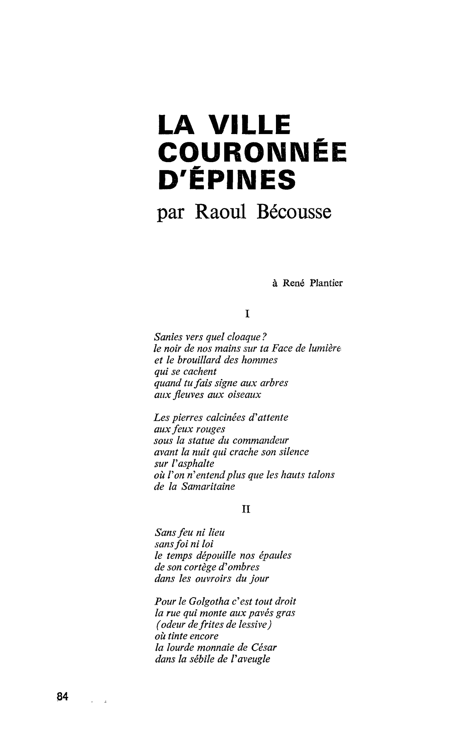 LA VILLE COURONNÉE D’ÉPINES