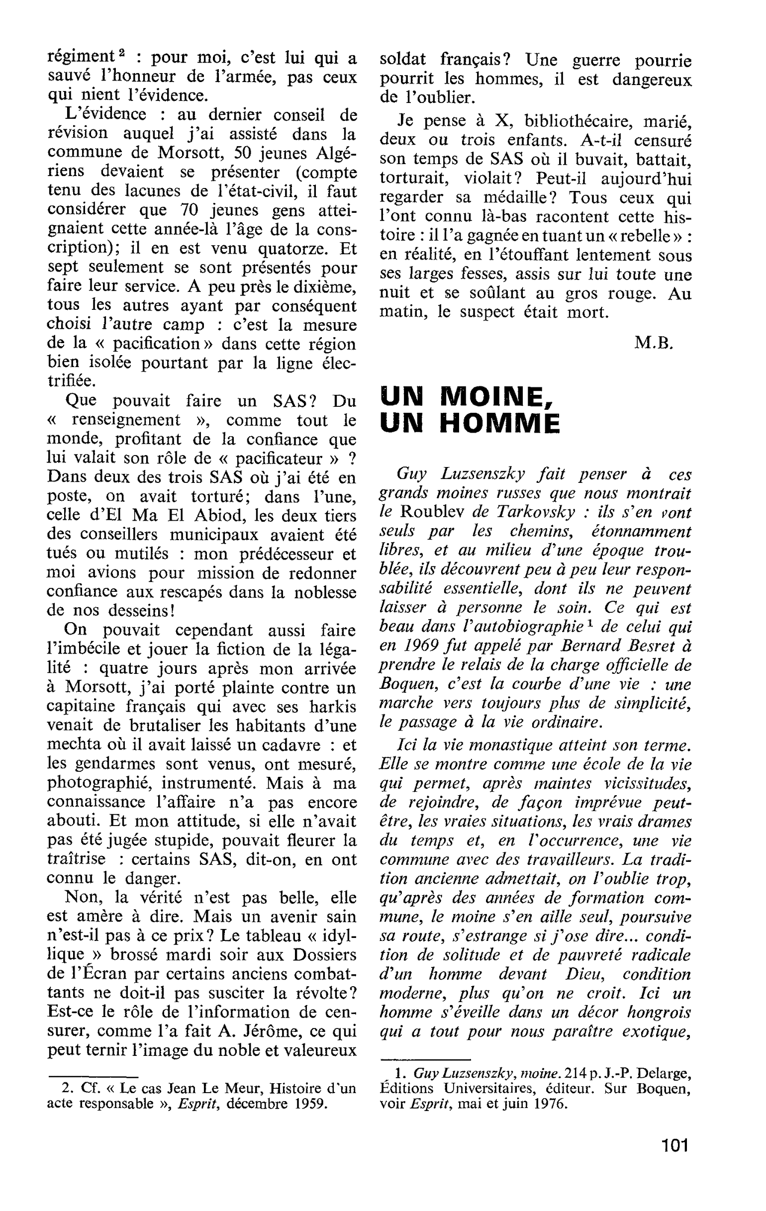 UN MOINE, UN HOMME