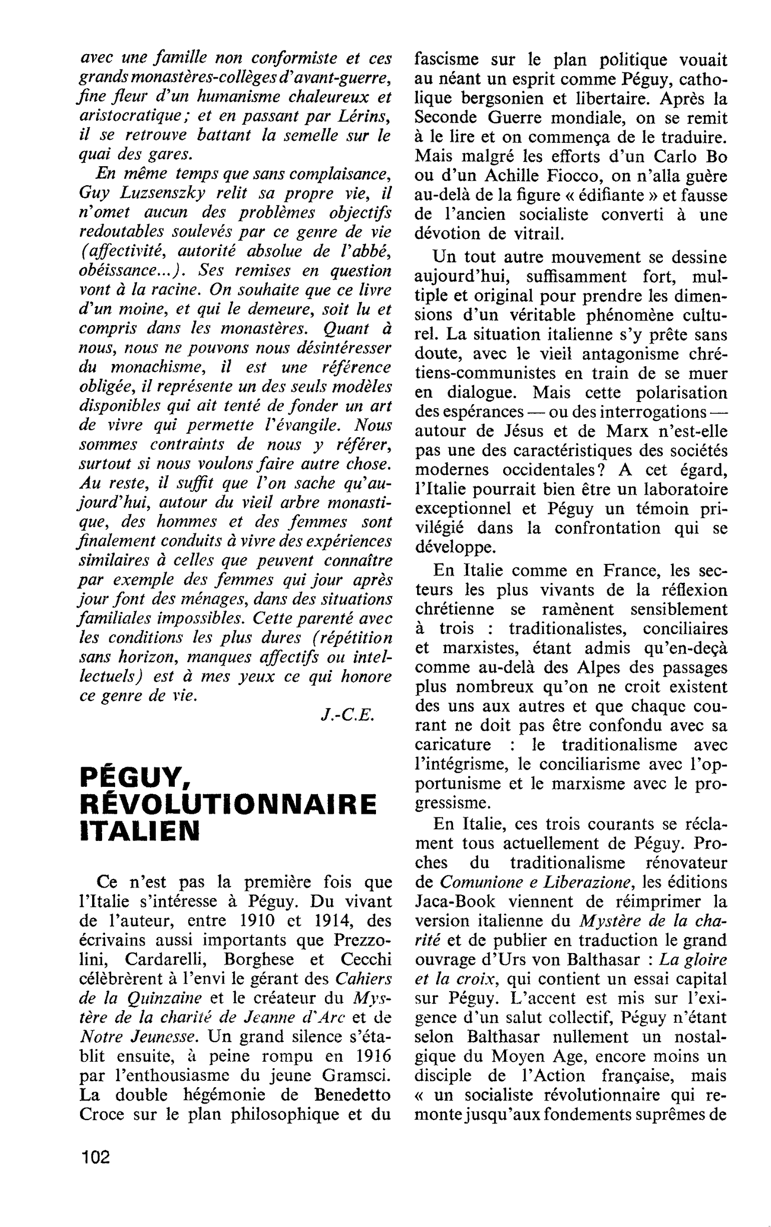 PÉGUY, RÉVOLUTIONNAIRE ITALIEN
