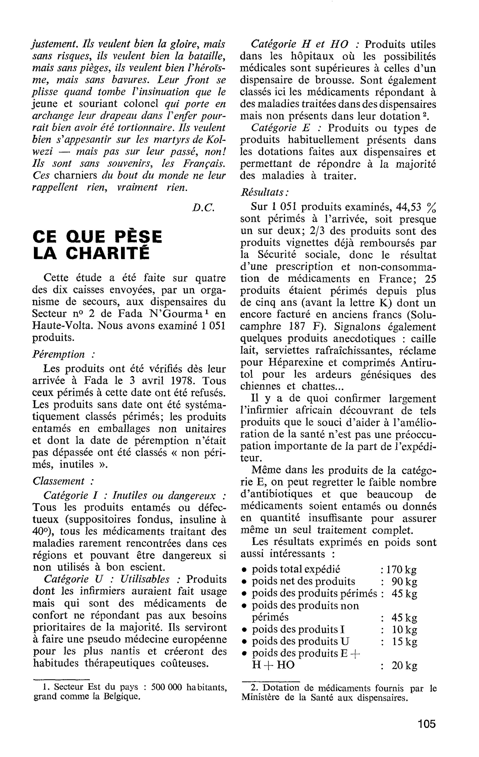 CE QUE PÈSE LA CHARITÉ