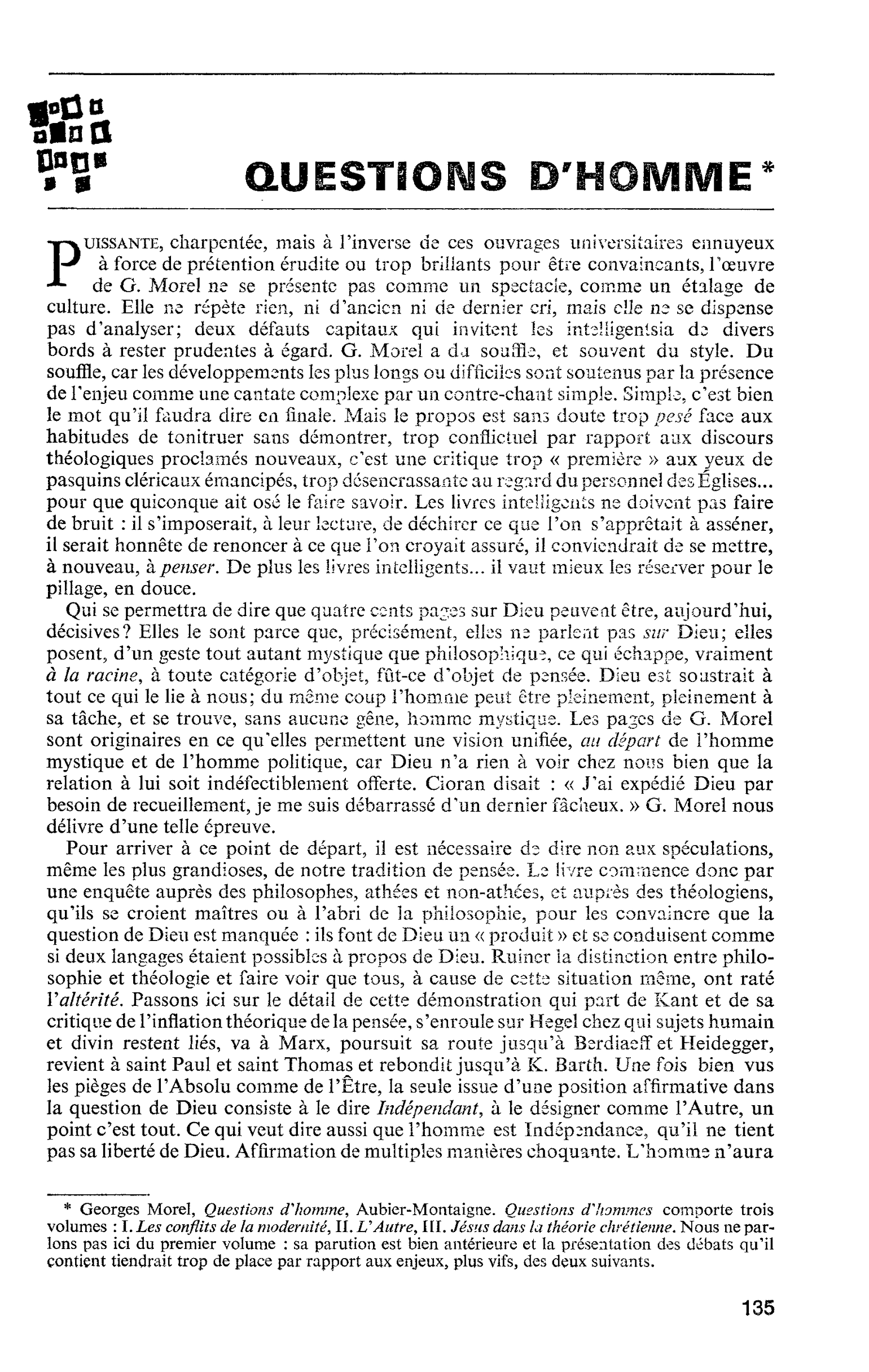 QUESTIONS D’HOMME