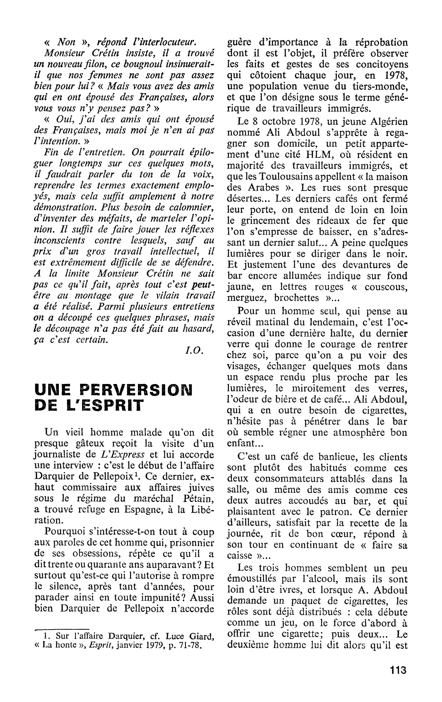 UNE PERVERSION DE L’ESPRIT