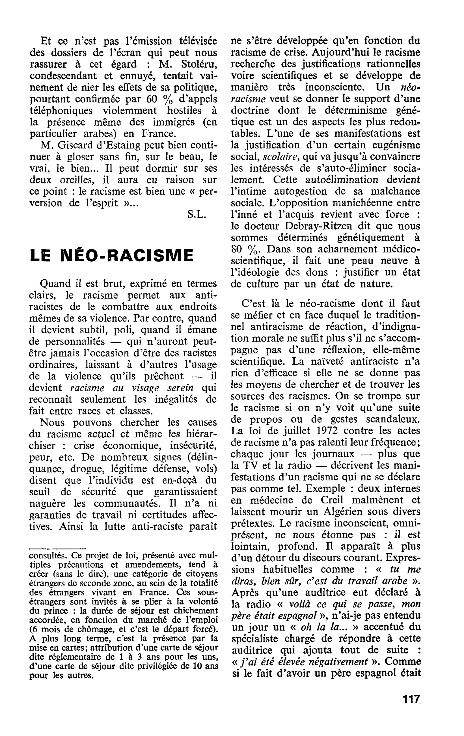 LE NÉO-RACISME