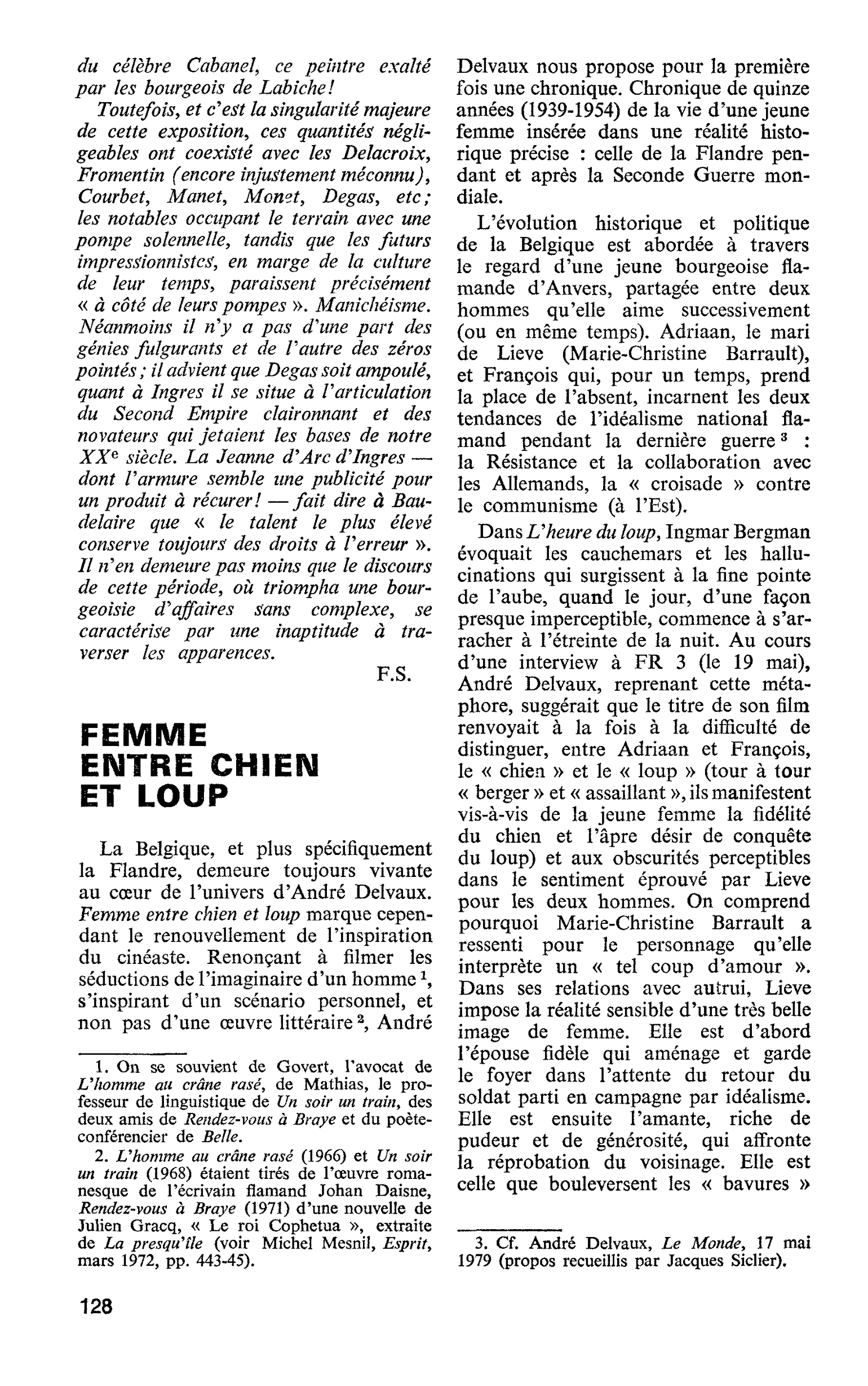 FEMME ENTRE CHIEN ET LOUP