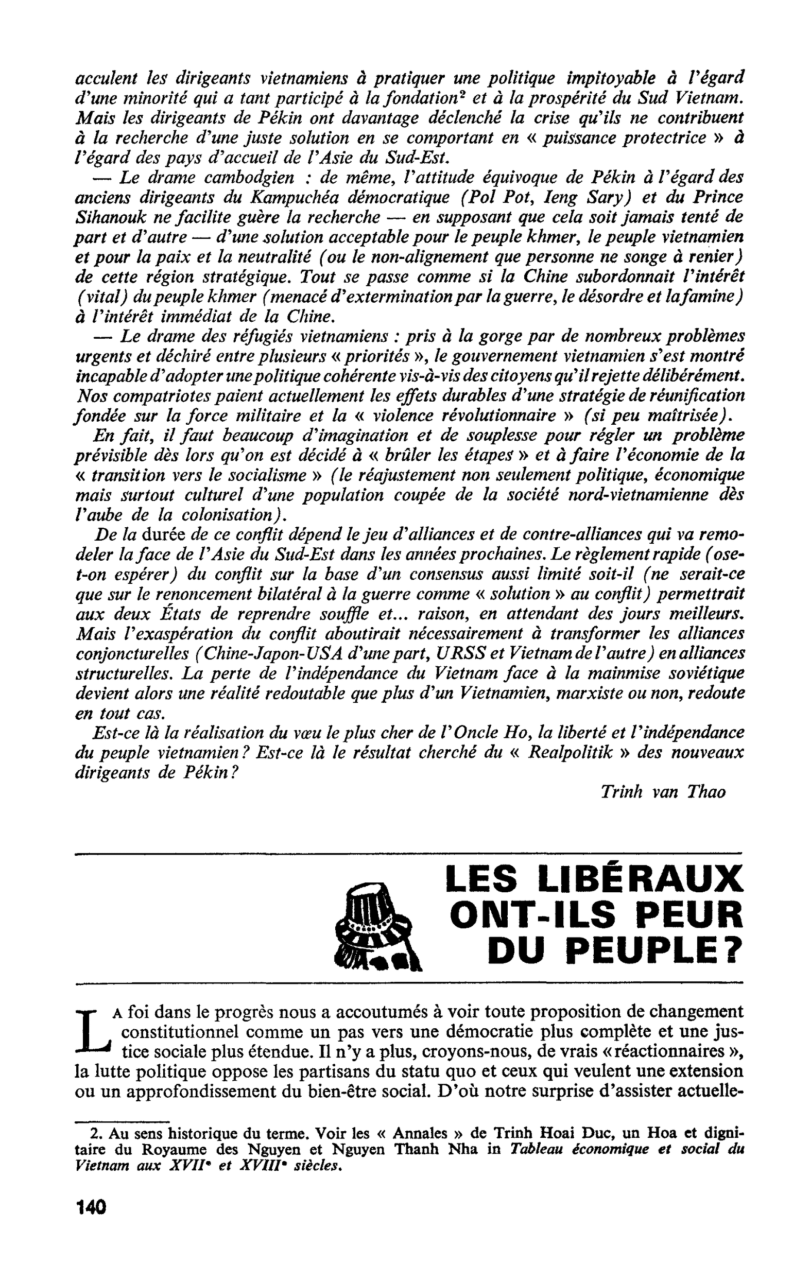 LES LIBÉRAUX ONT-ILS PEUR DU PEUPLE ?