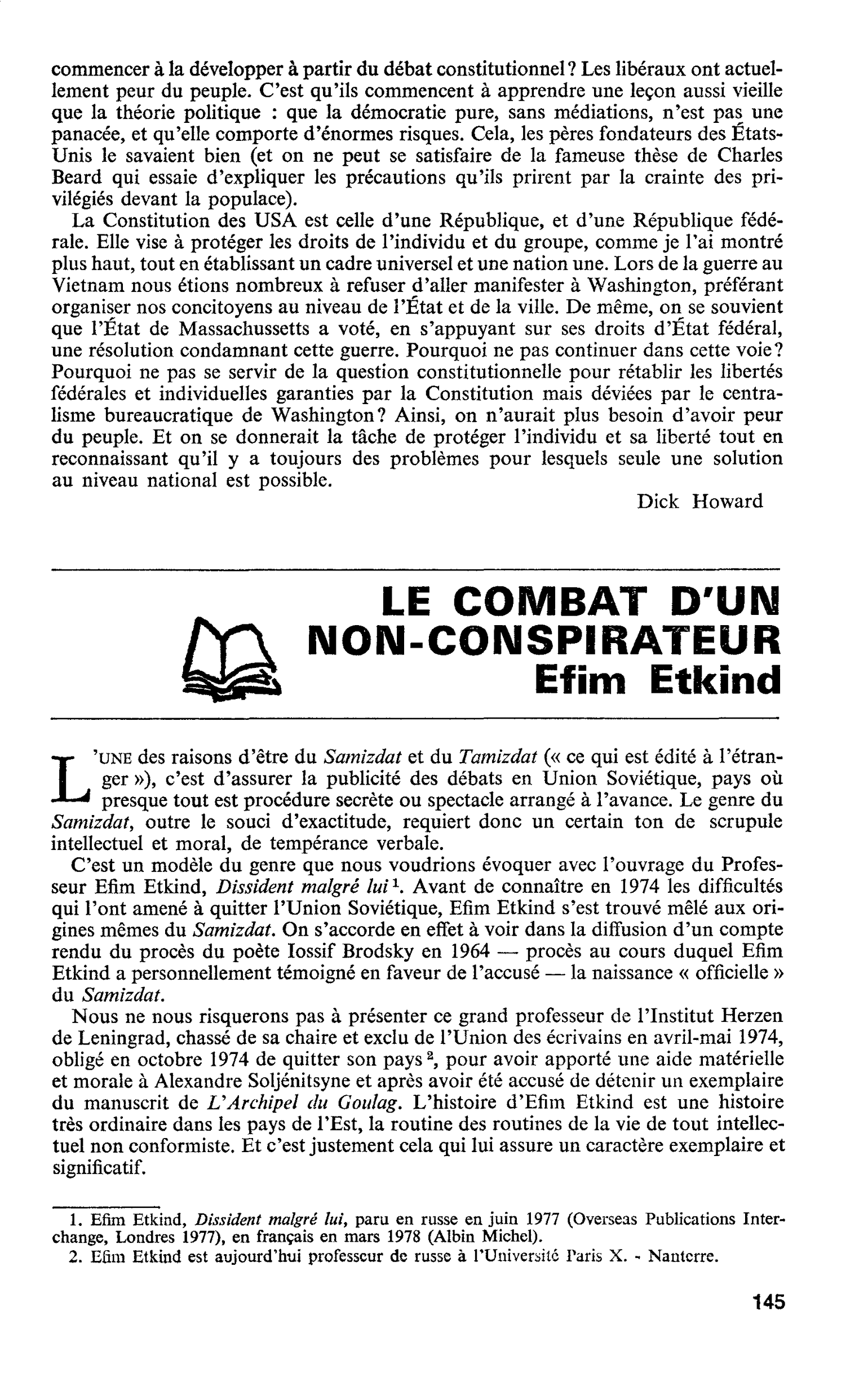 LE COMBAT D’UN NON-CONSPIRATEUR Efim Etkind