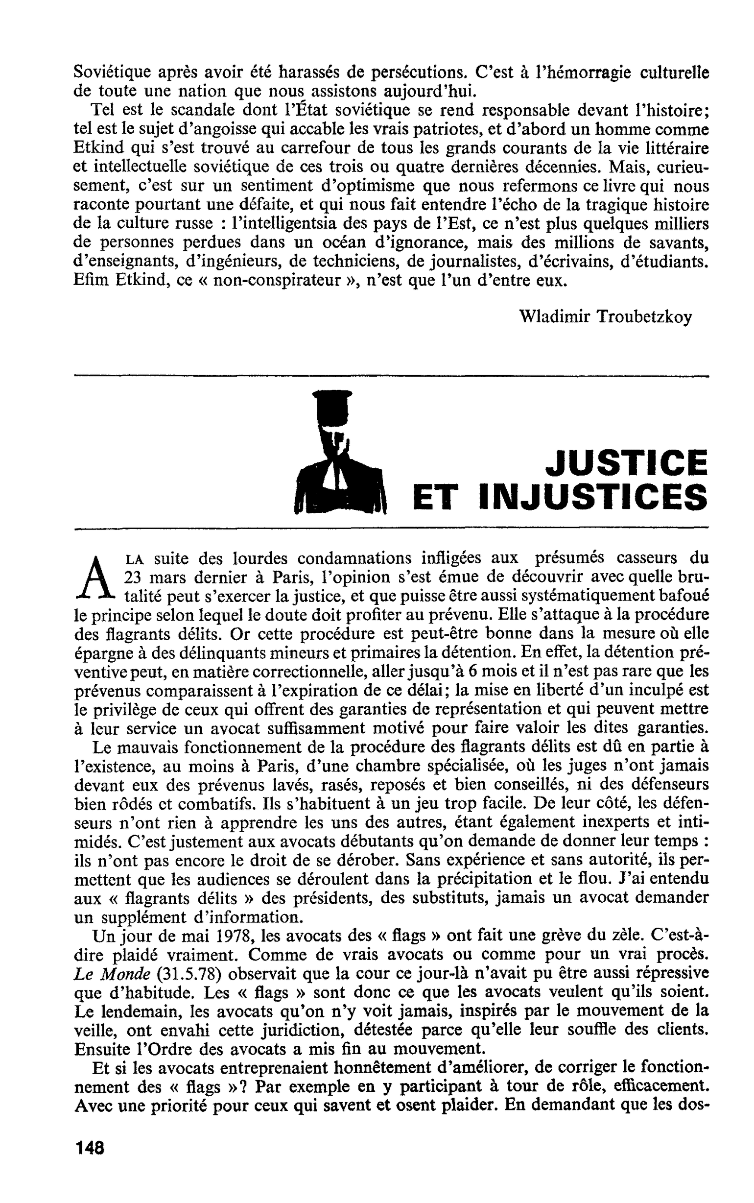 JUSTICE ET INJUSTICES