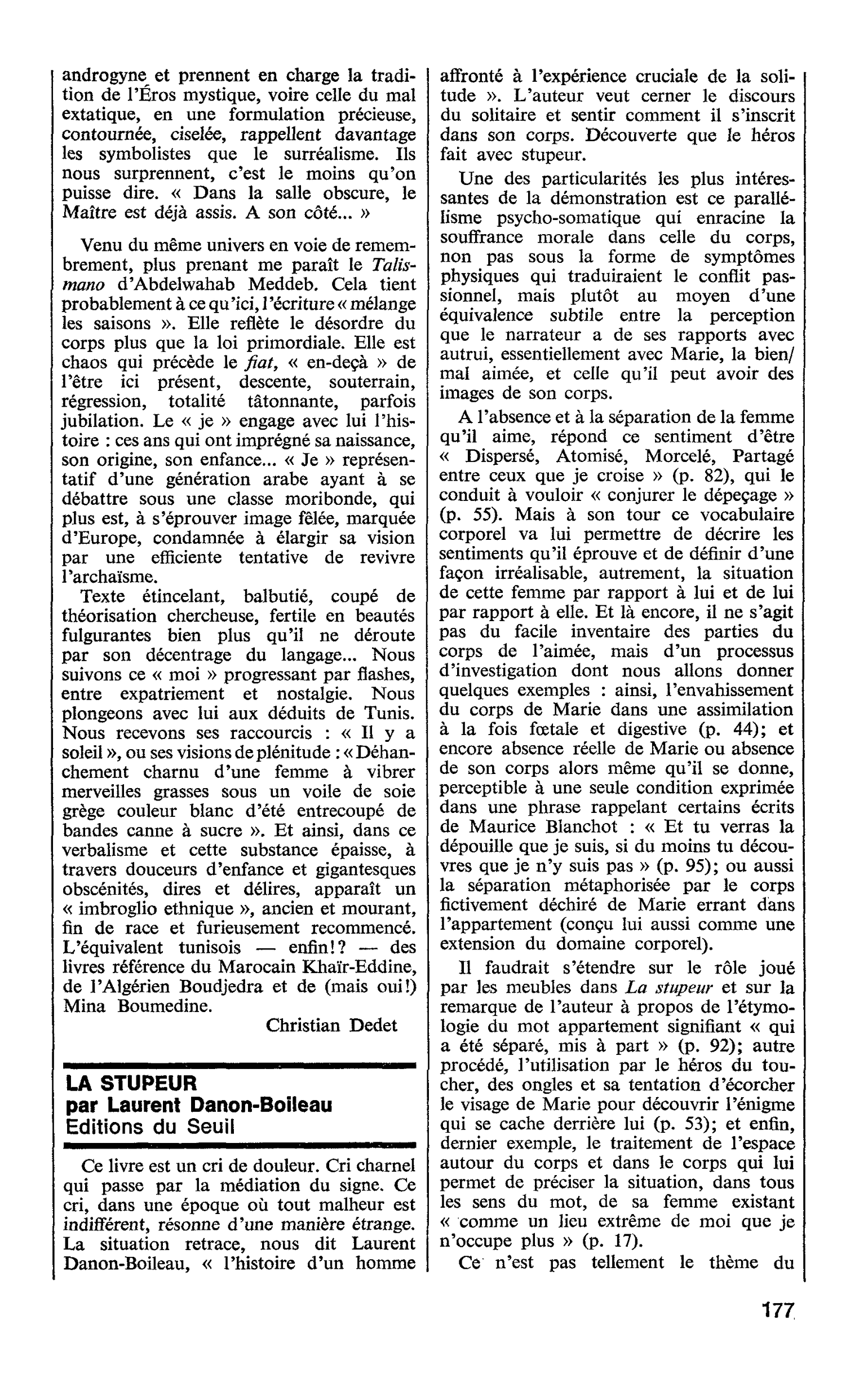 LA STUPEUR par Laurent Danon-Boileau