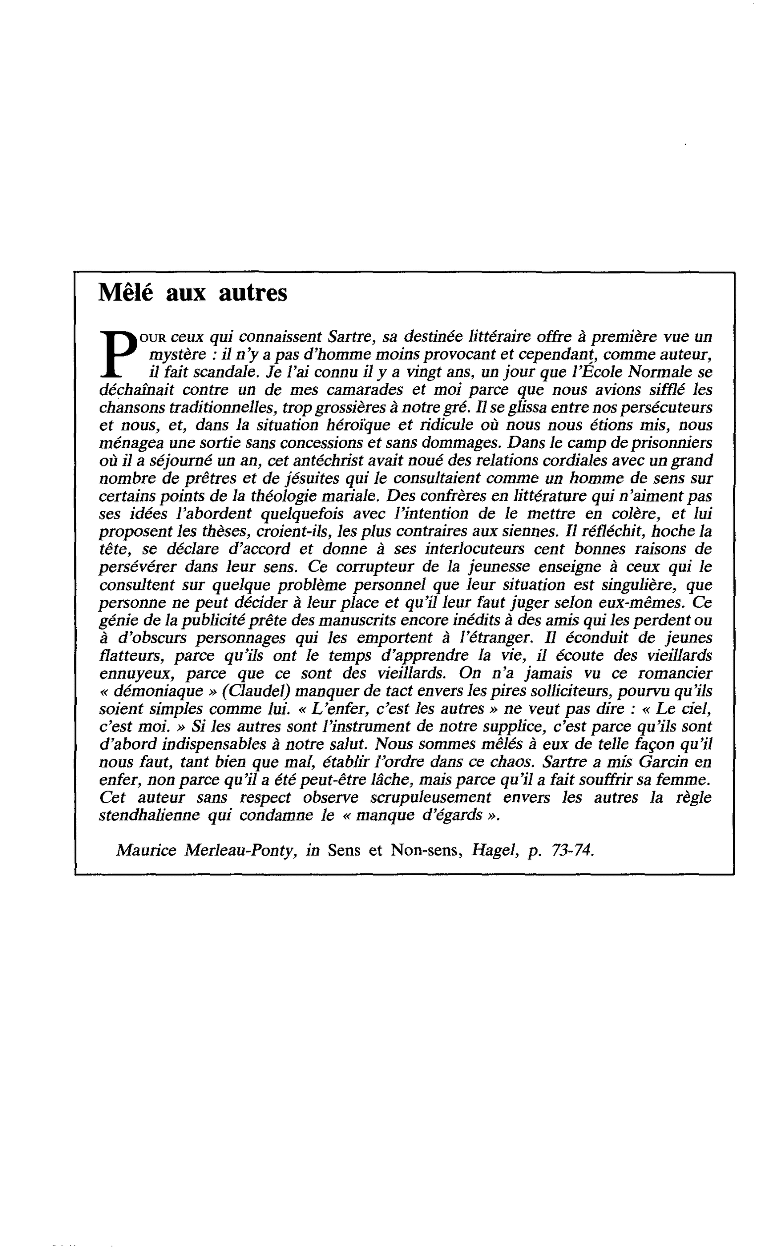 Mêlé aux autres