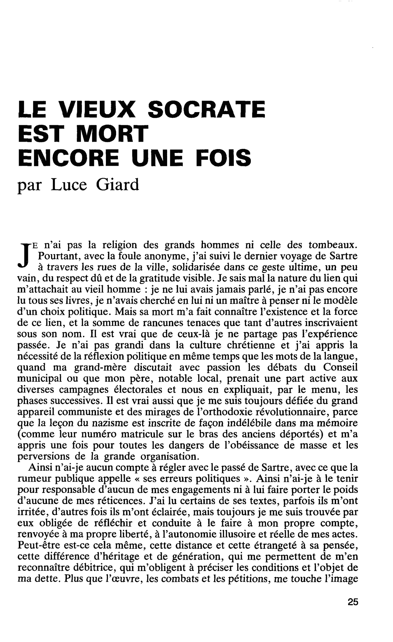 LE VIEUX SOCRATE EST MORT ENCORE UNE FOIS