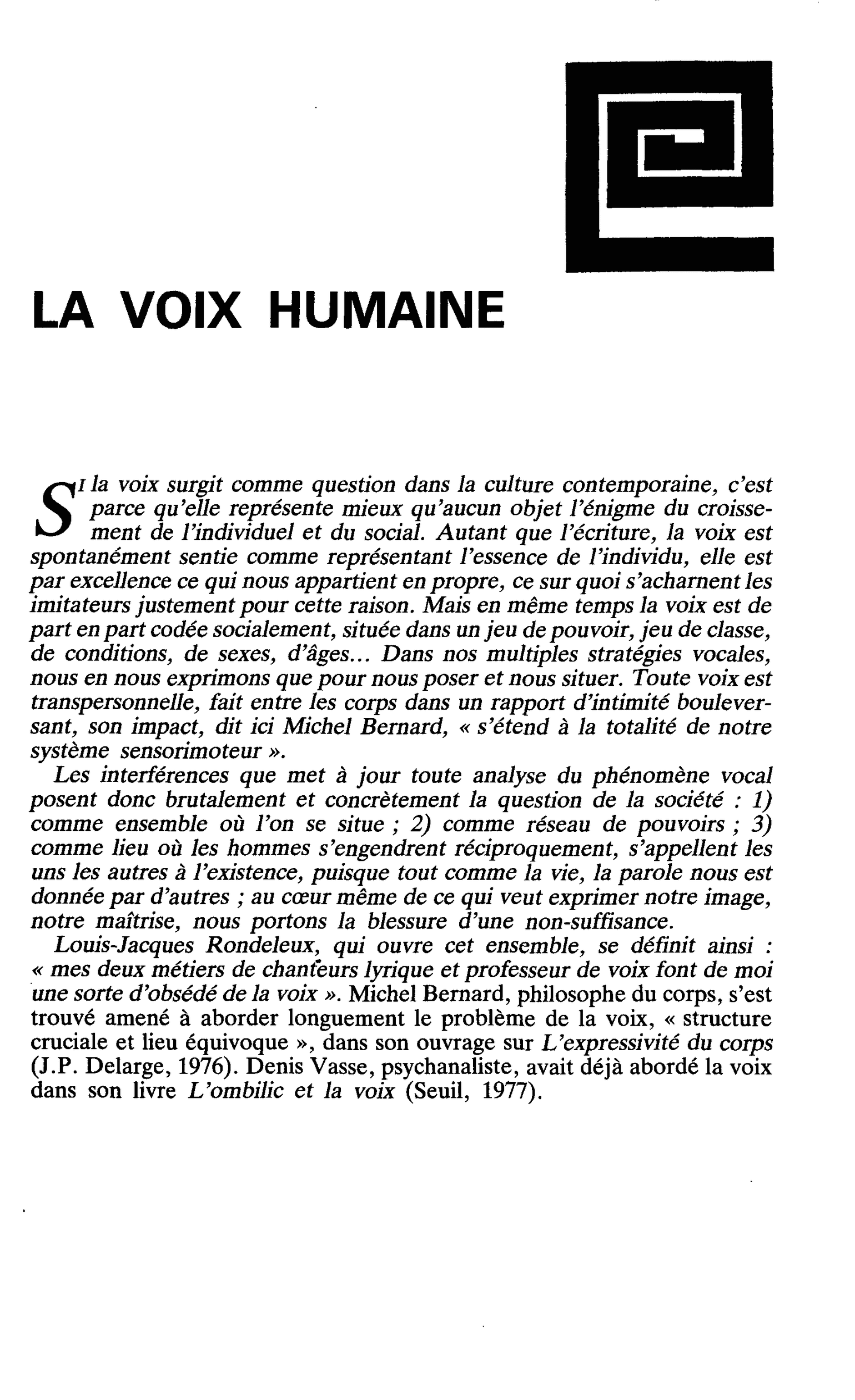 LA VOIX HUMAINE