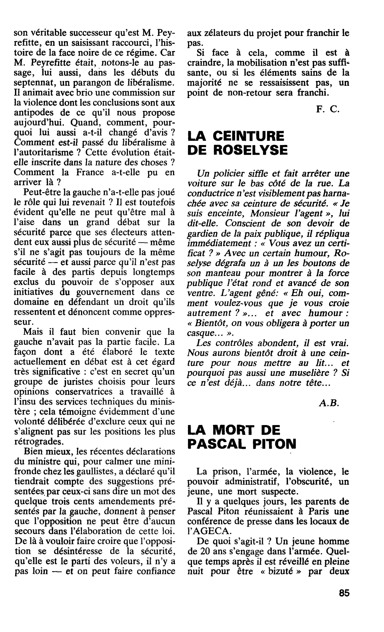 LA CEINTURE DE ROSELYSE