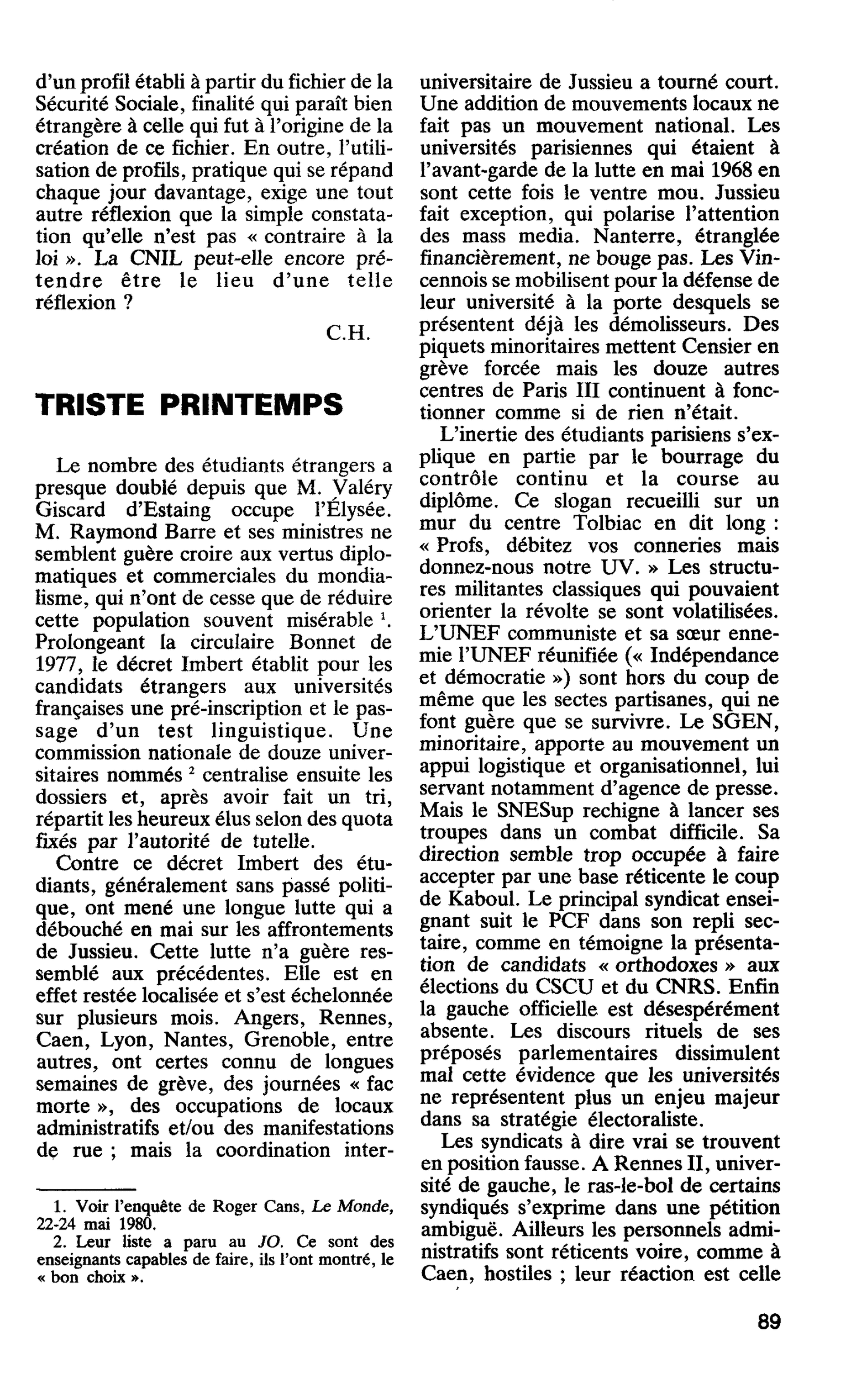 TRISTE PRINTEMPS
