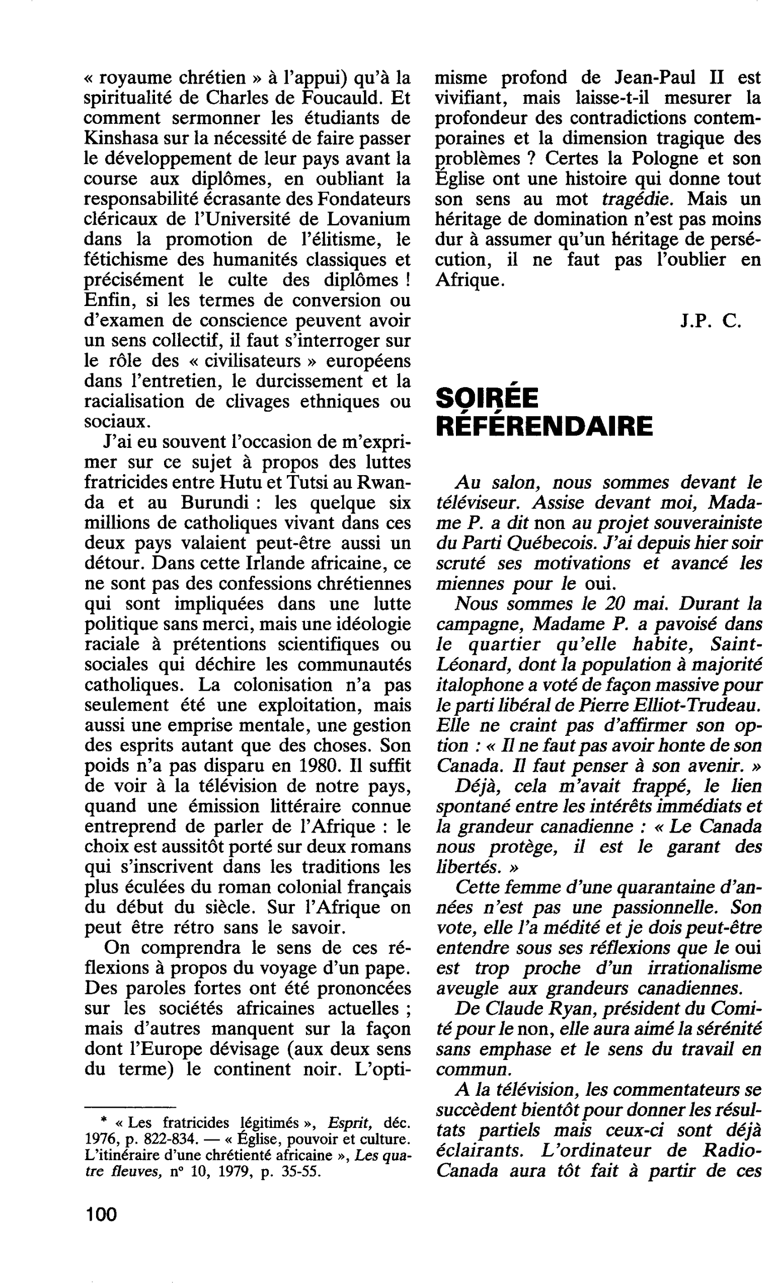 SOIREE RÉFÉRENDAIRE