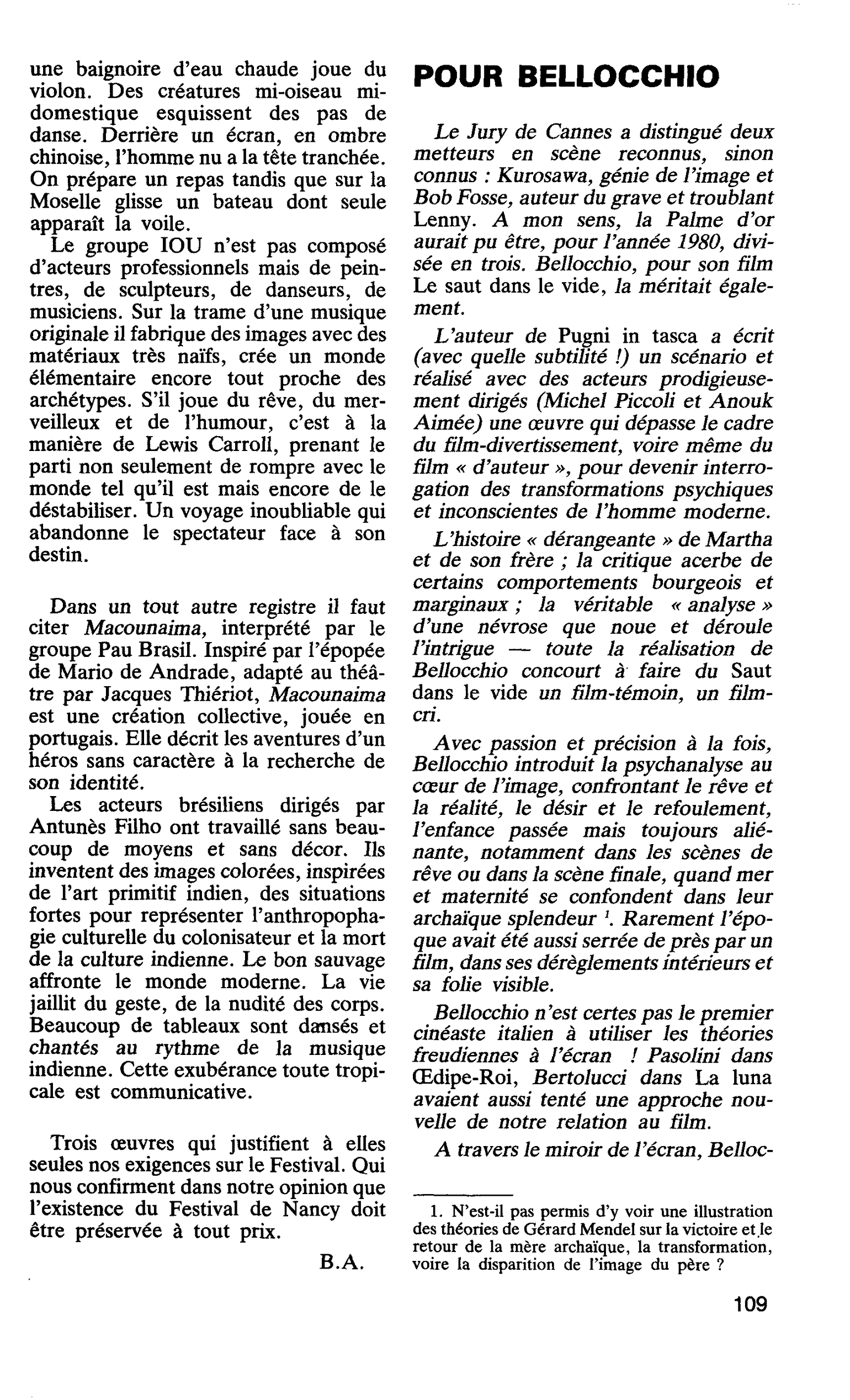 POUR BELLOCCHIO