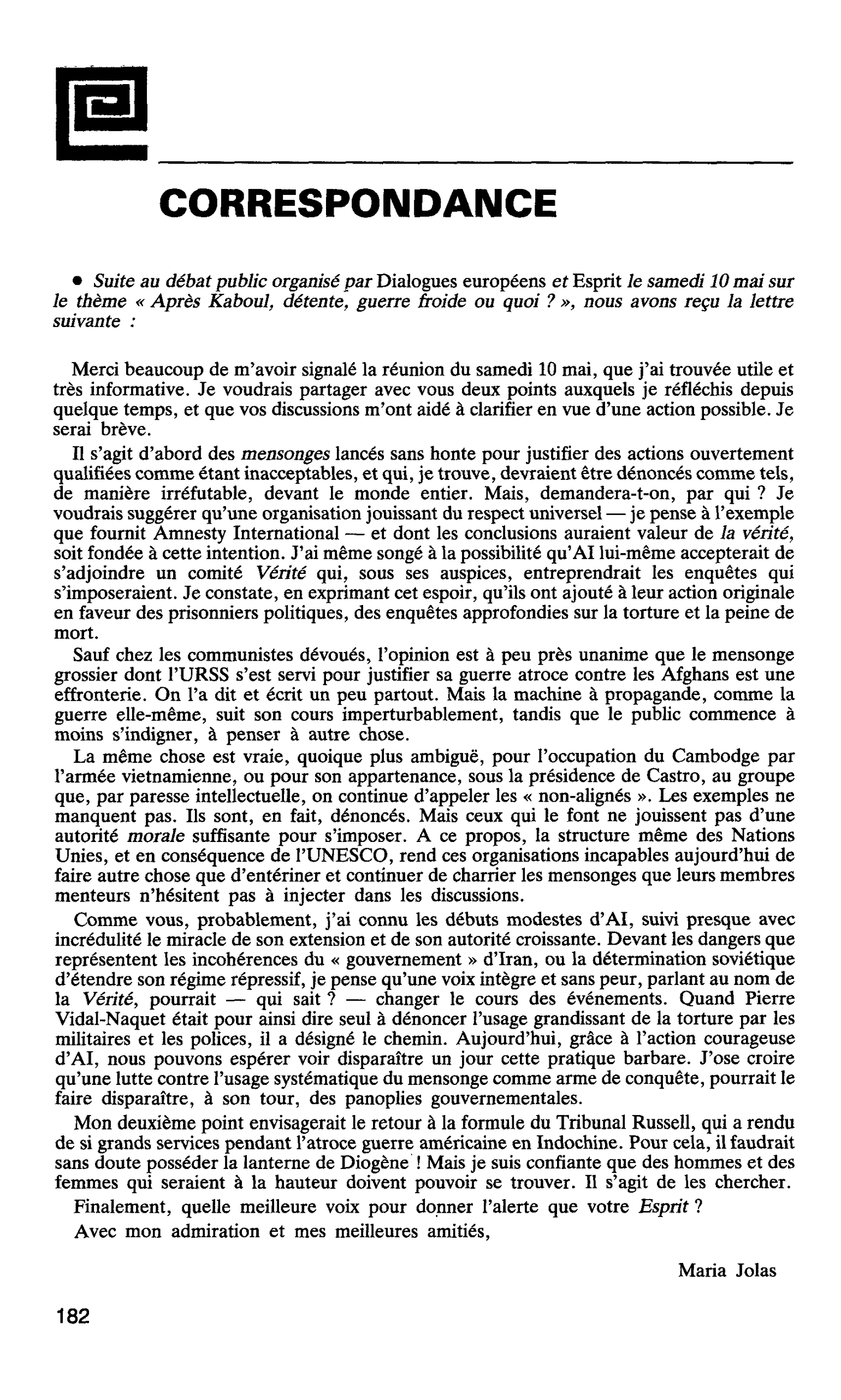 Correspondance