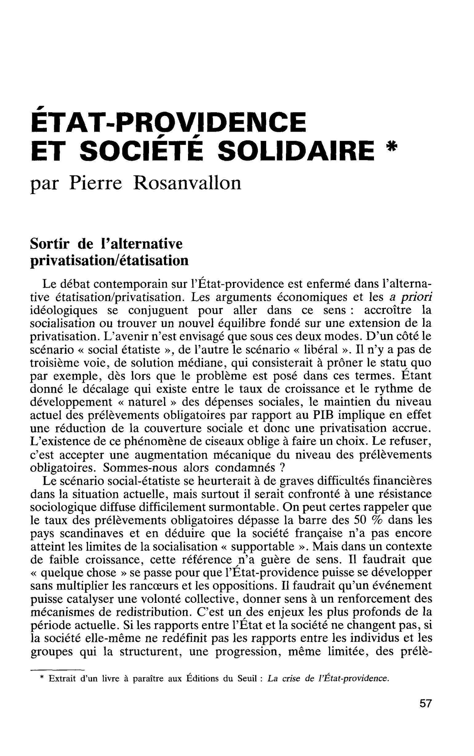 ÉTAT-PROVIDENCE ET SOCIÉTÉ SOLIDAIRE