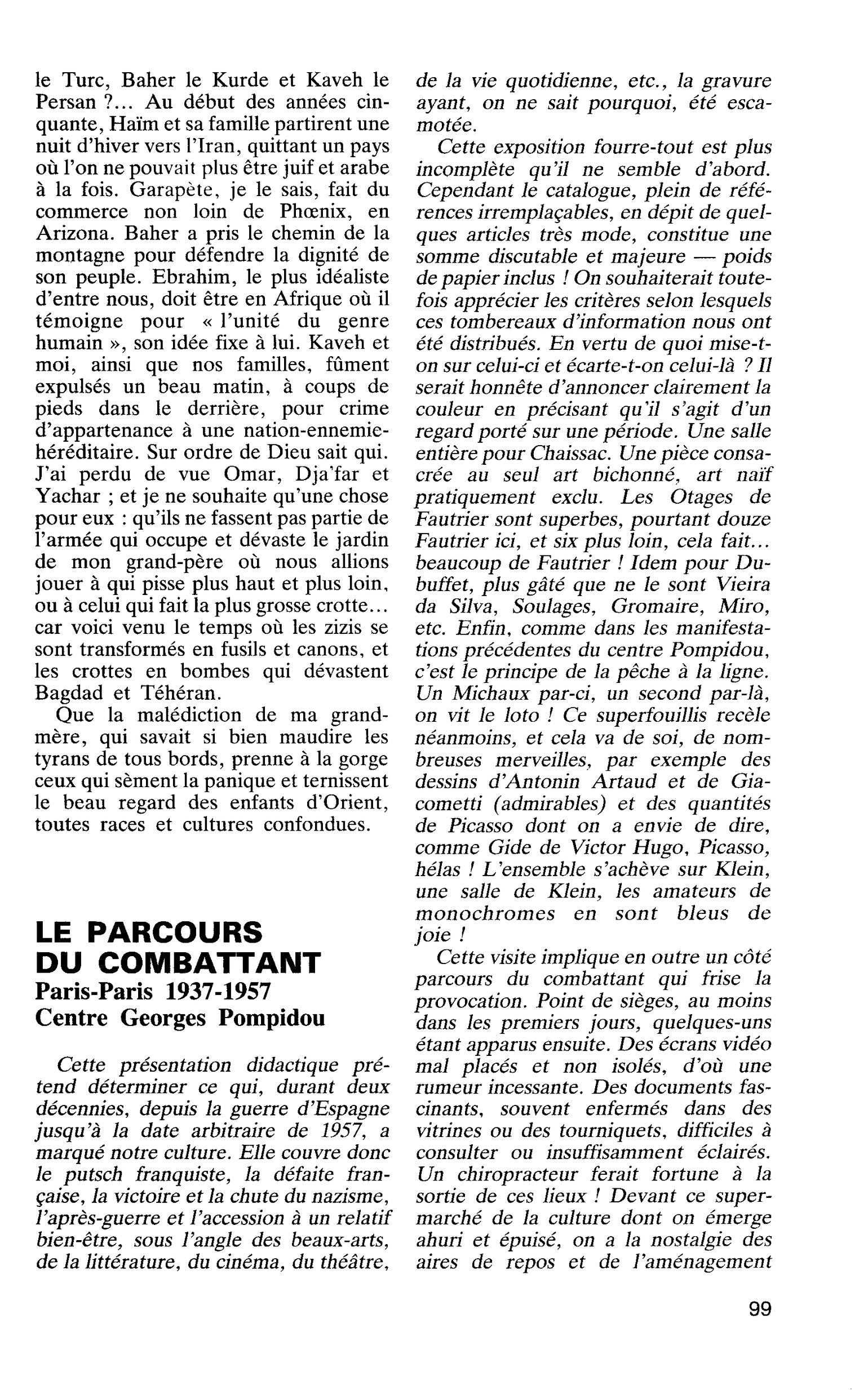 LE PARCOURS DU COMBATTANT. Paris-Paris 1937-1957