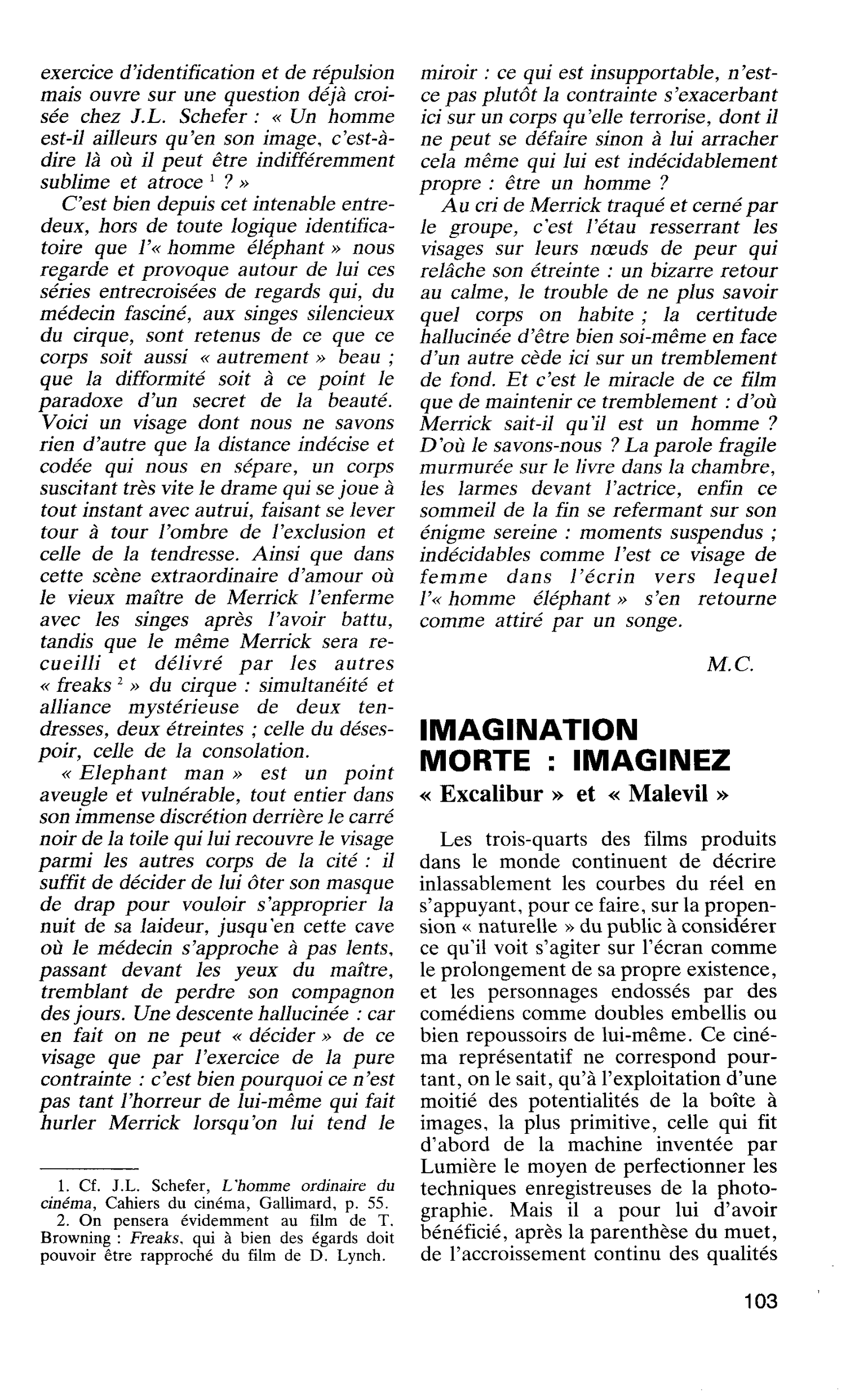 IMAGINATION MORTE : IMAGINEZ « Excalibur » et « Malevil »