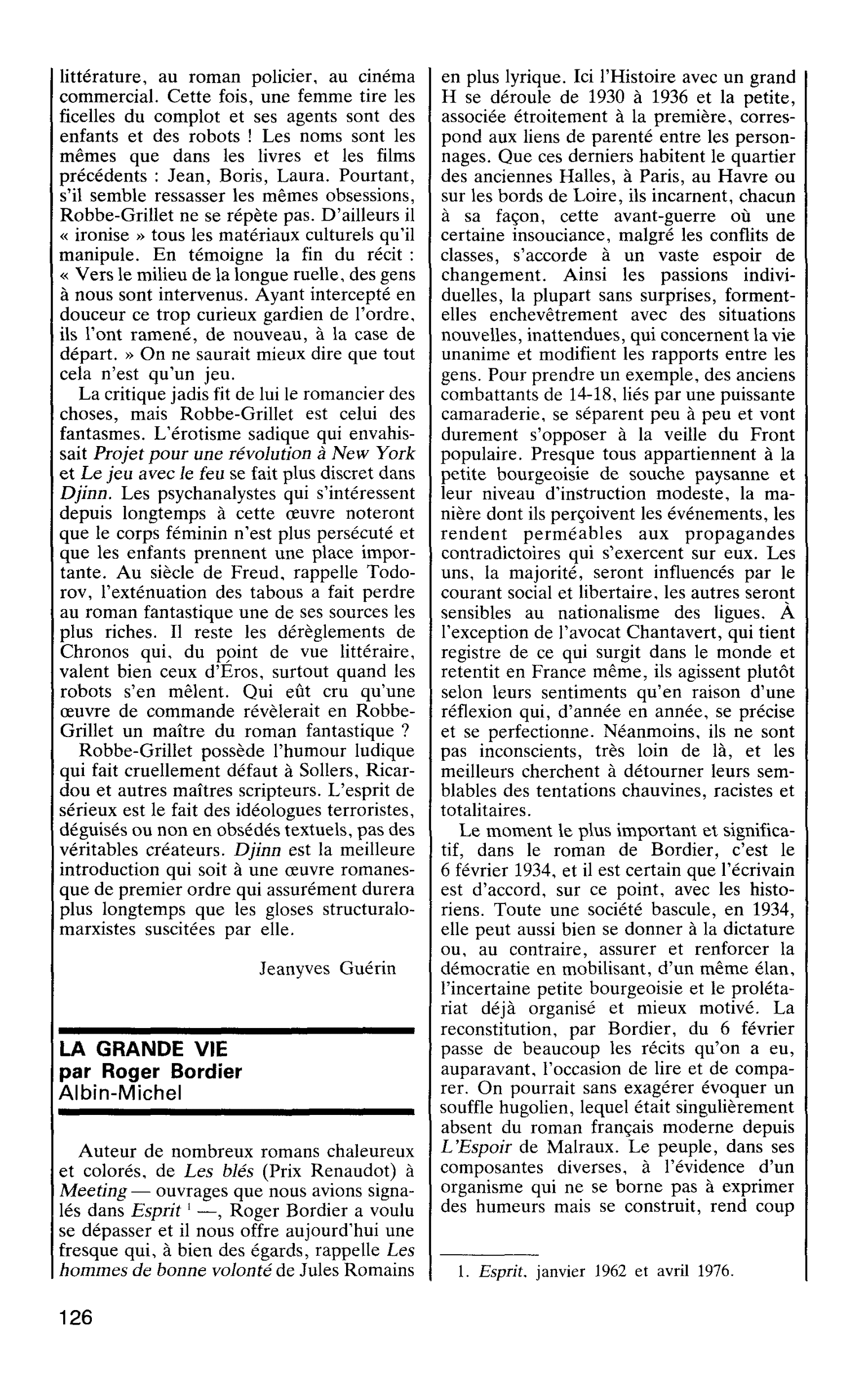 LA GRANDE VIE par Roger Bordier