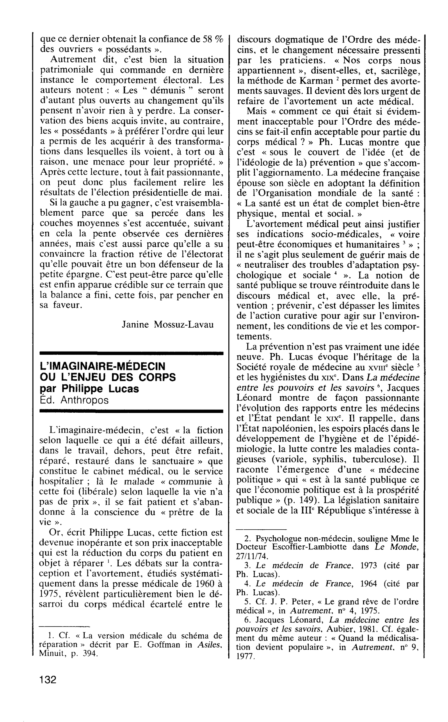 L’IMAGINAIRE-MEDECIN OU L’ENJEU DES CORPS par Philippe Lucas
