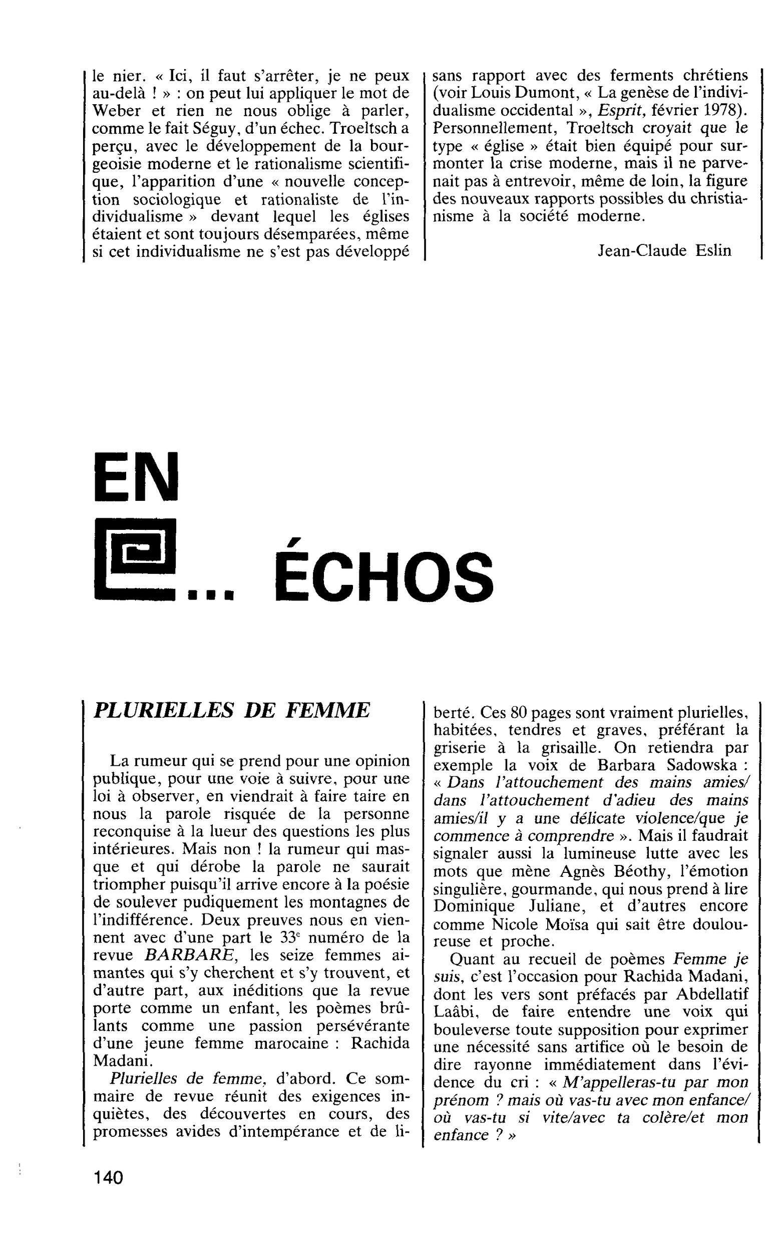 PLURIELLES DE FEMME