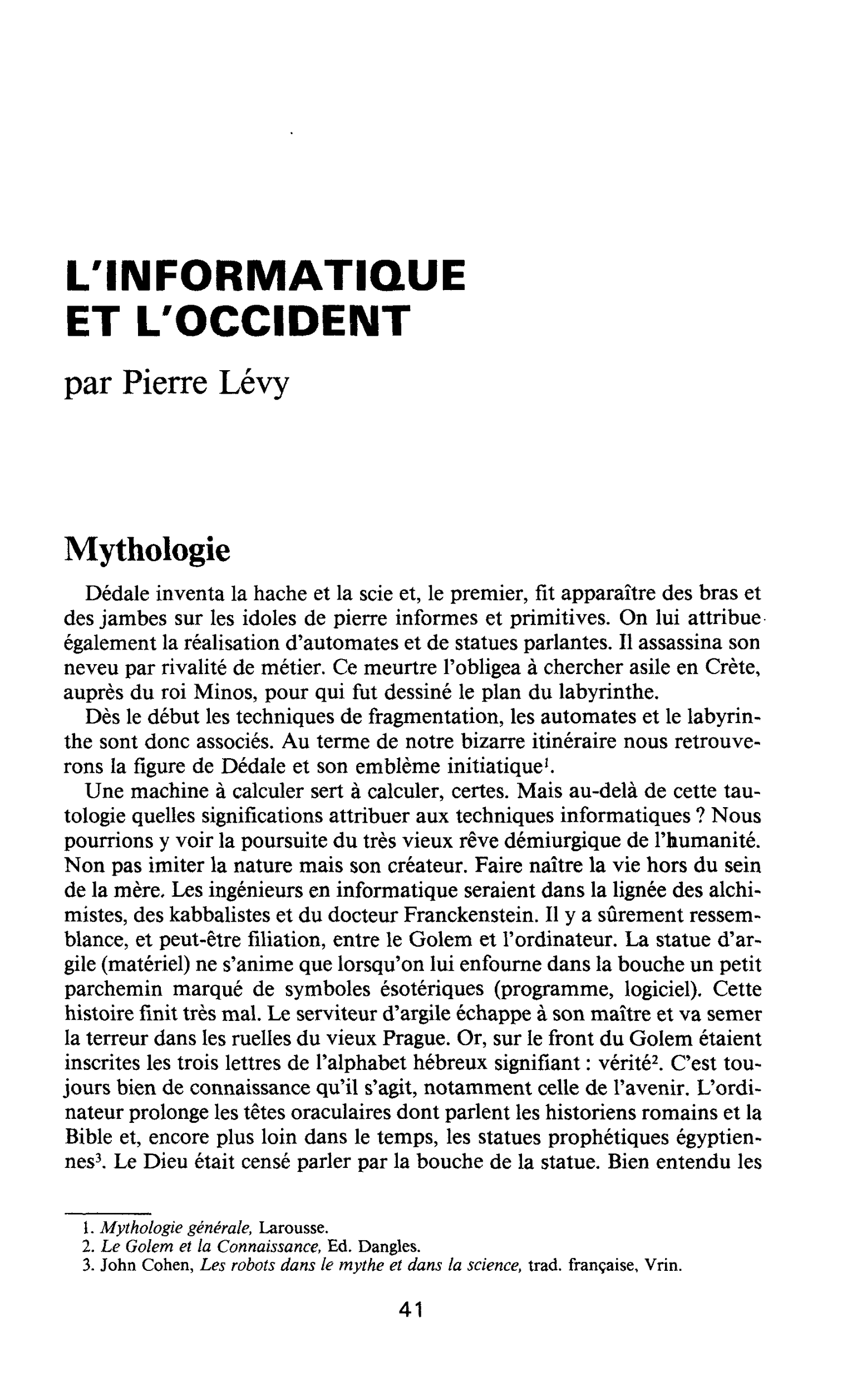 L’INFORMATIQUE ET L’OCCIDENT