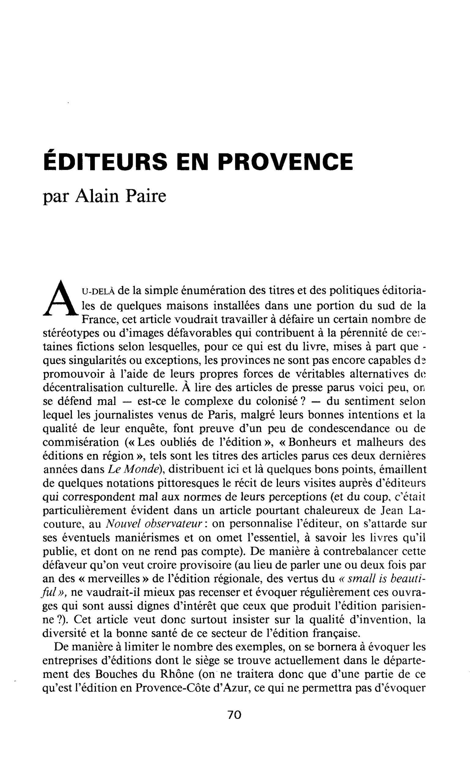 ÉDITEURS EN PROVENCE