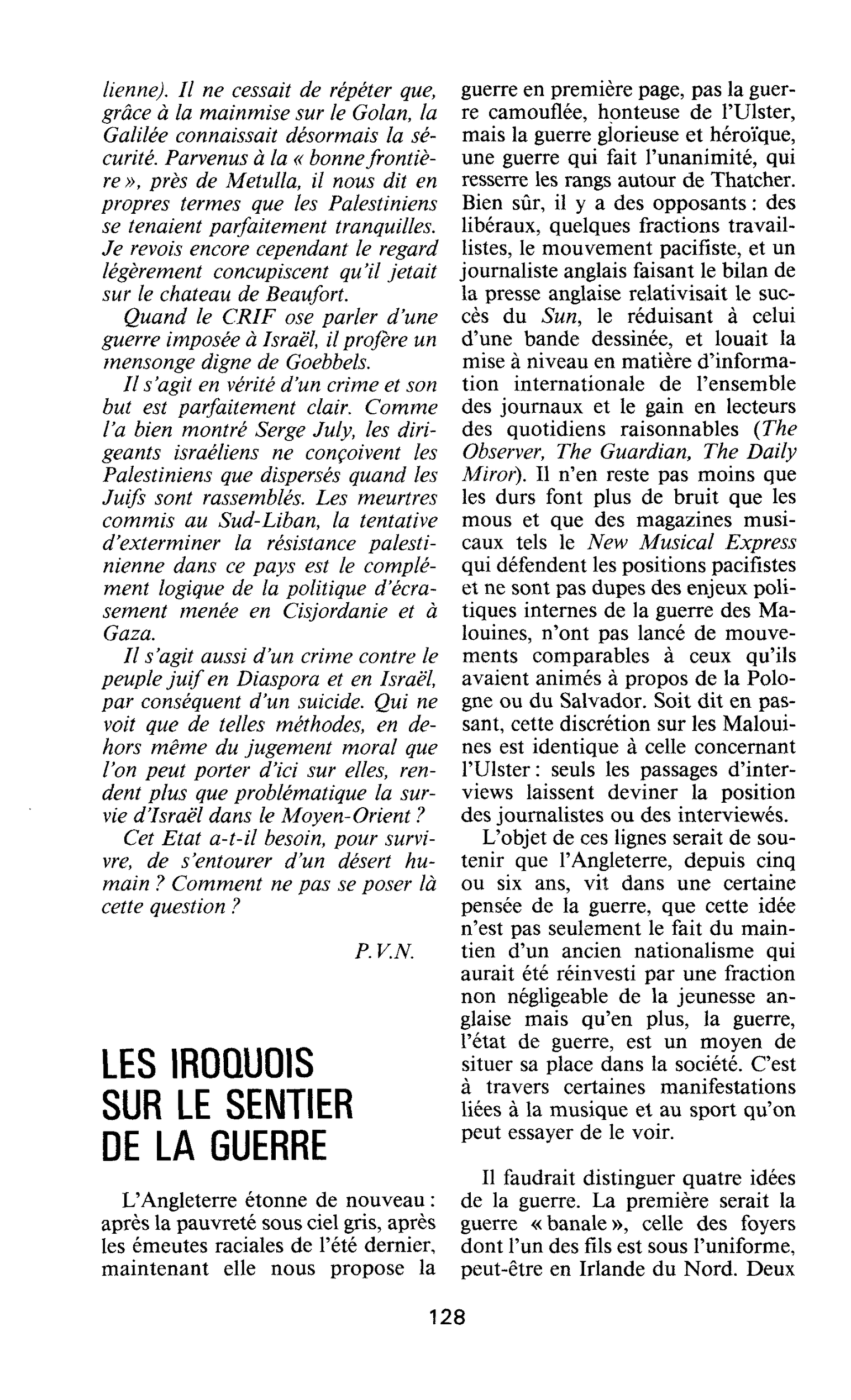 LES IROQUOIS SUR LE SENTIER DE LA GUERRE