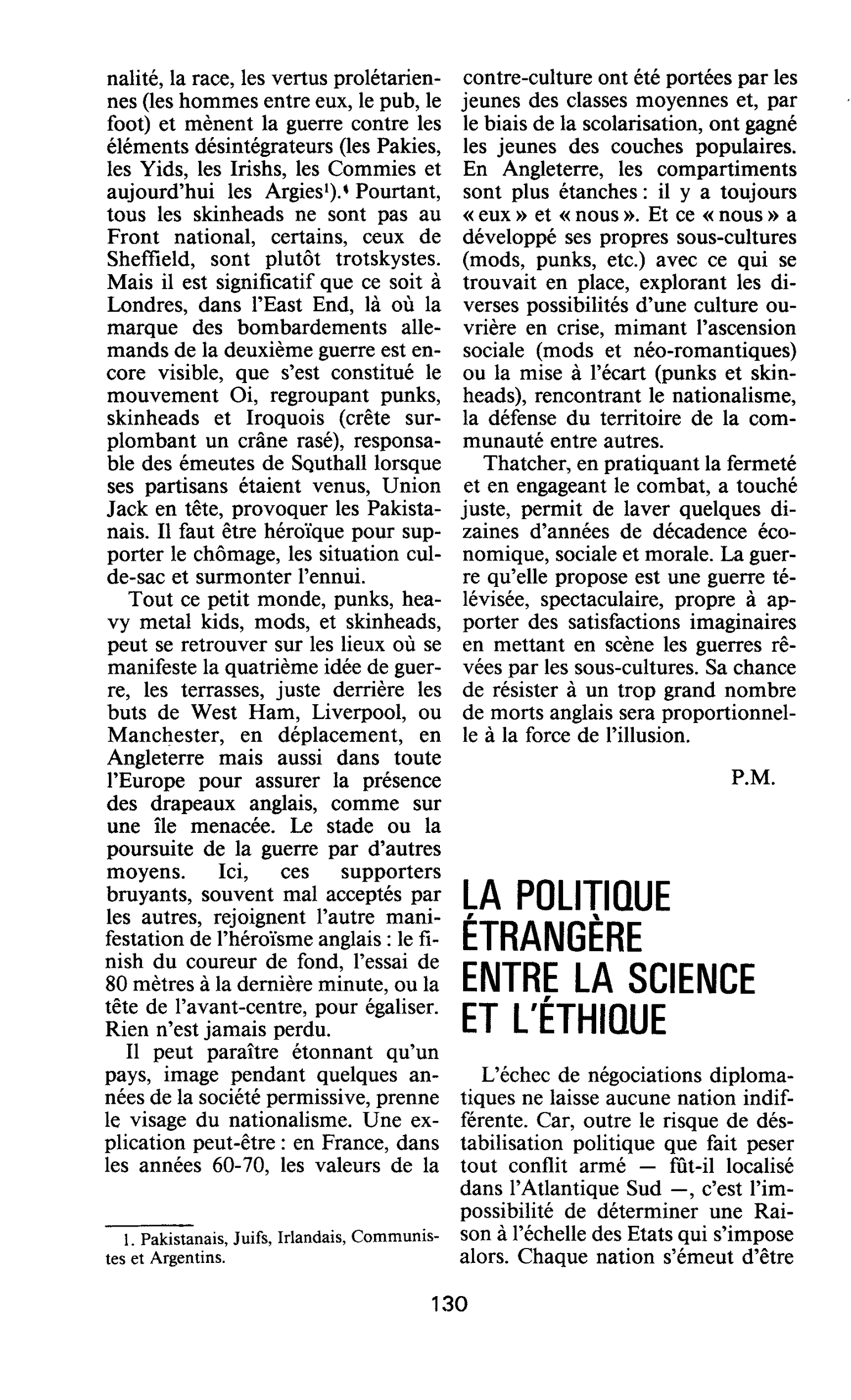 LA POLITIQUE ÉTRANGÈRE ENTRE LA SCIENCE ET L’ÉTHIQUE