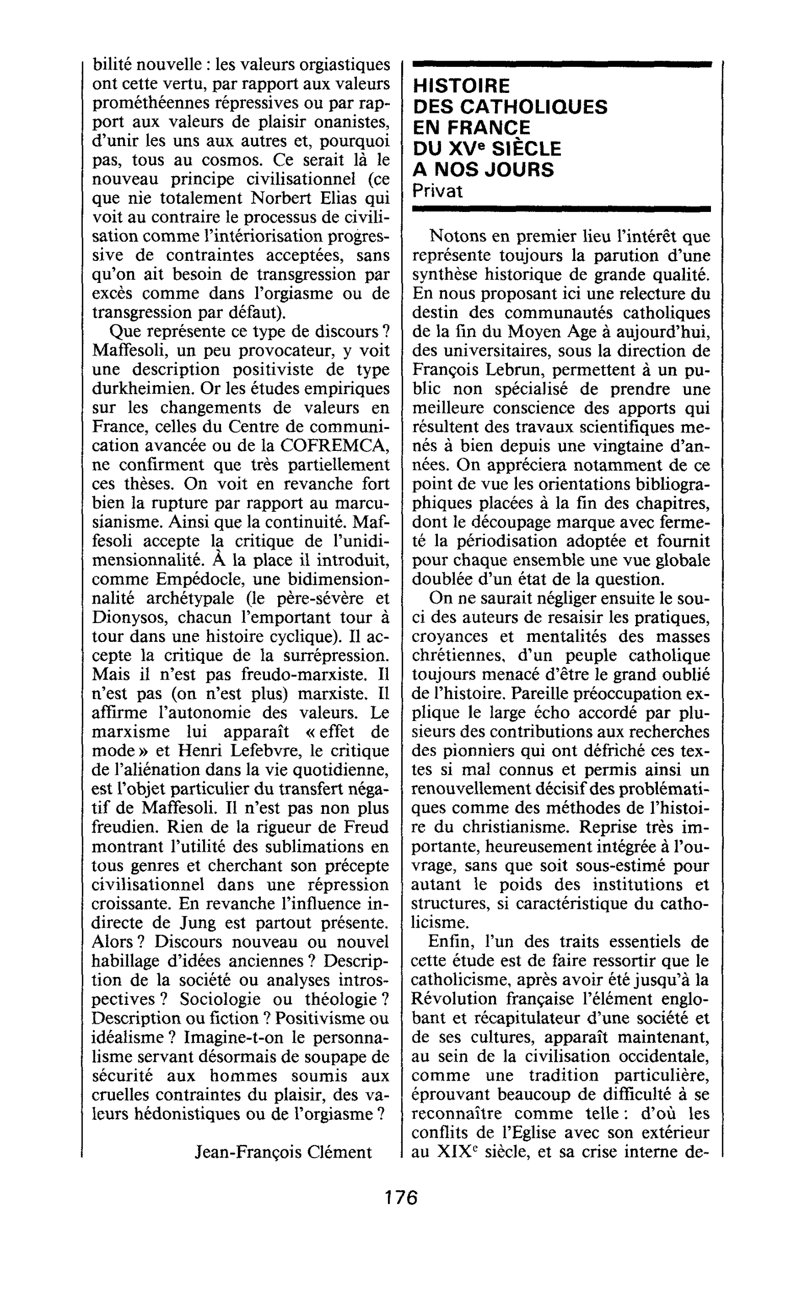 HISTOIRE DES CATHOLIQUES EN FRANCE DU XVe SIÈCLE A NOS JOURS