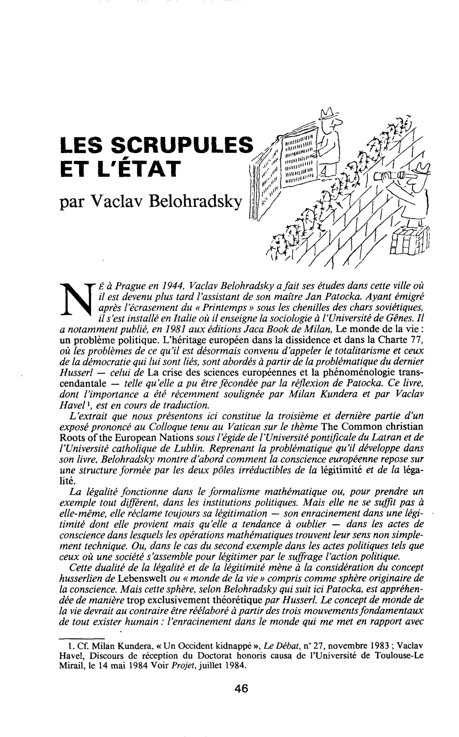LES SCRUPULES ET L’ETAT