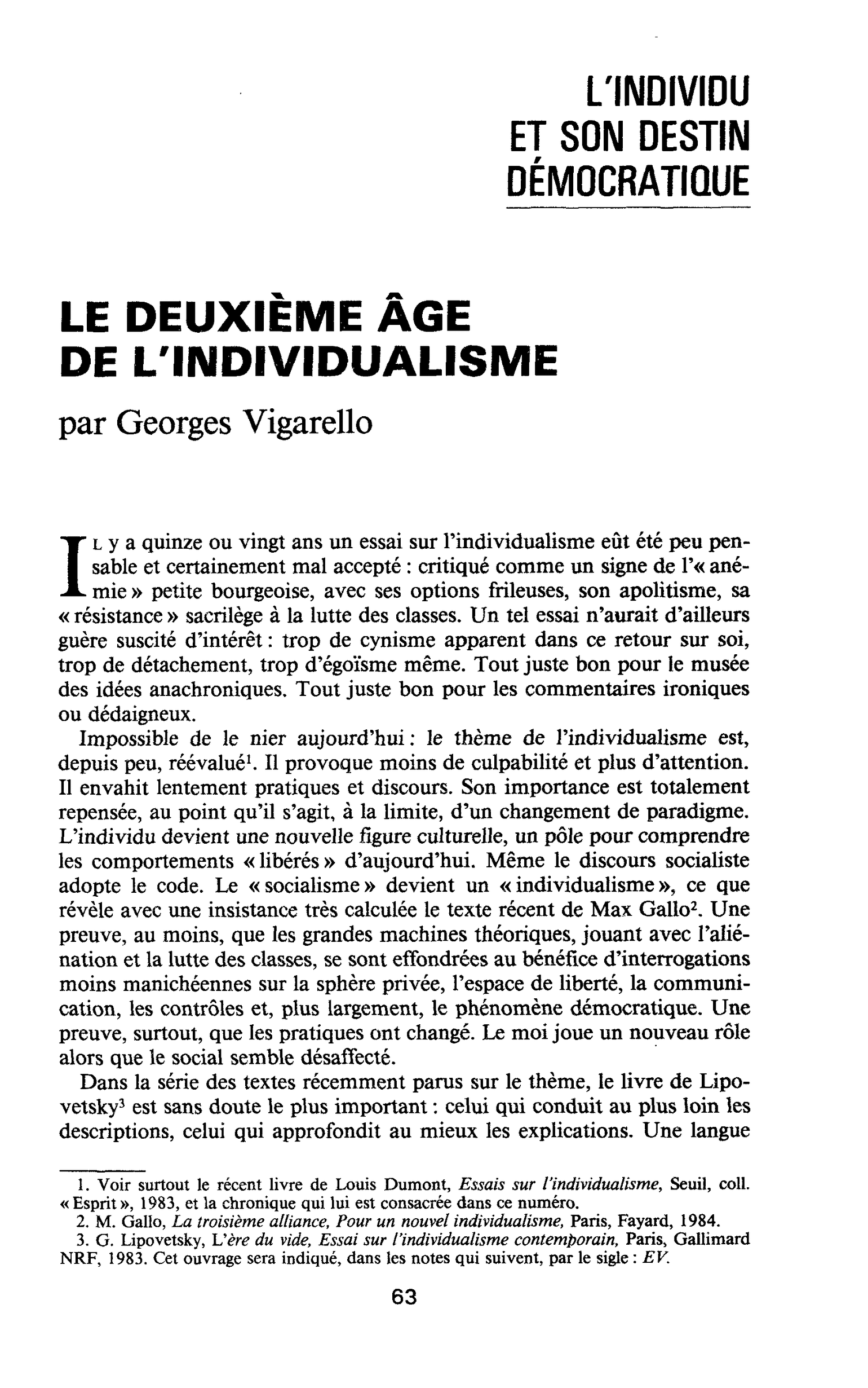 Le deuxième âge de l’individualisme