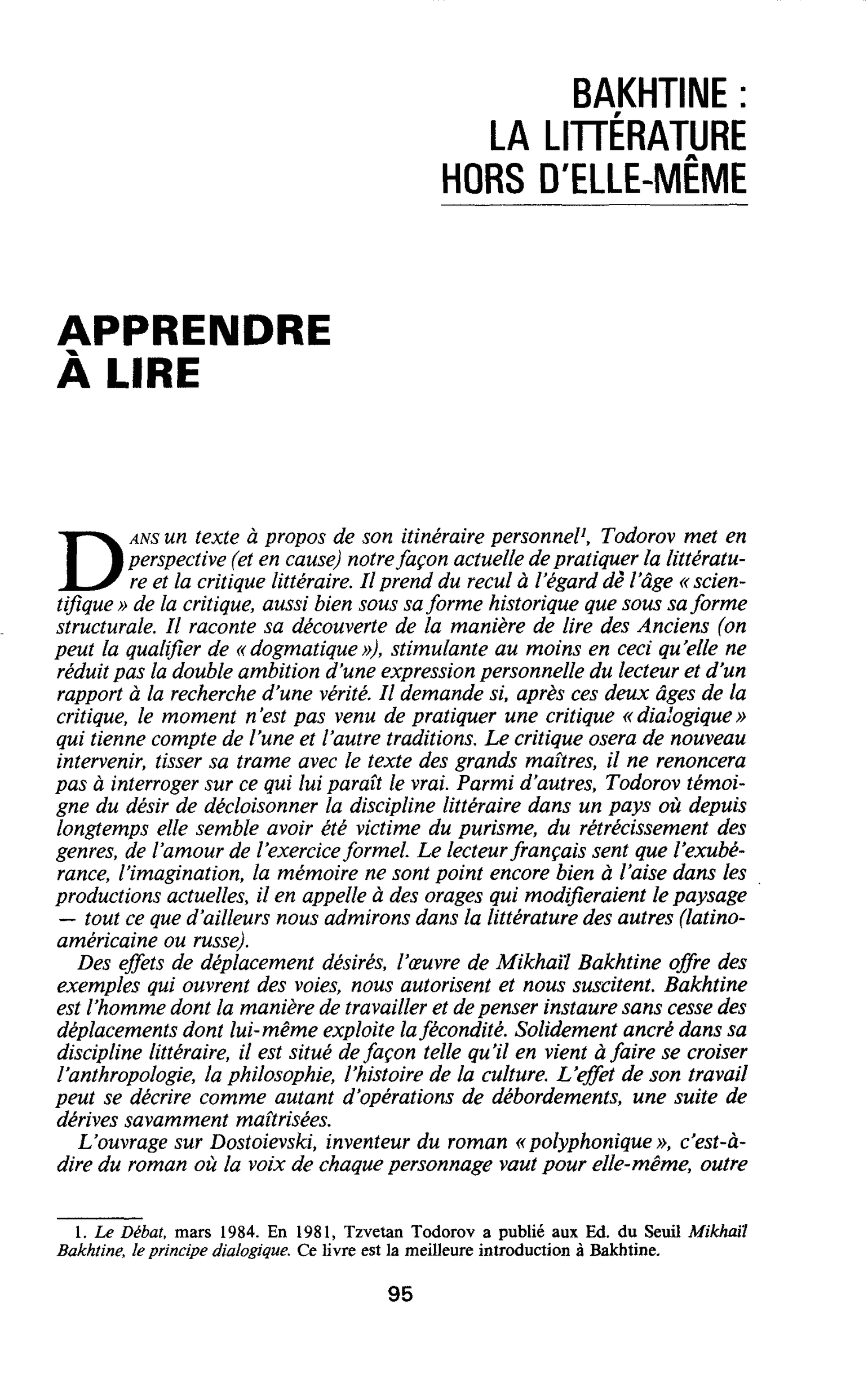APPRENDRE À LIRE