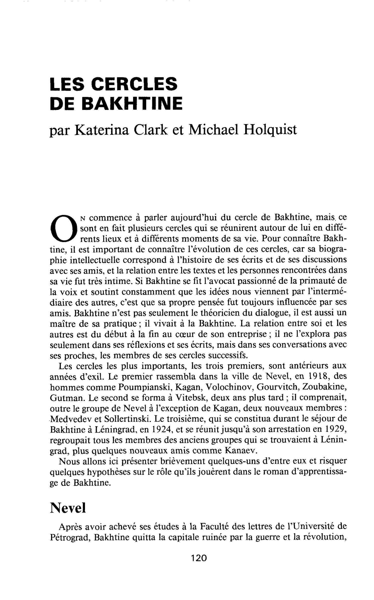 LES CERCLES DE BAKHTINE