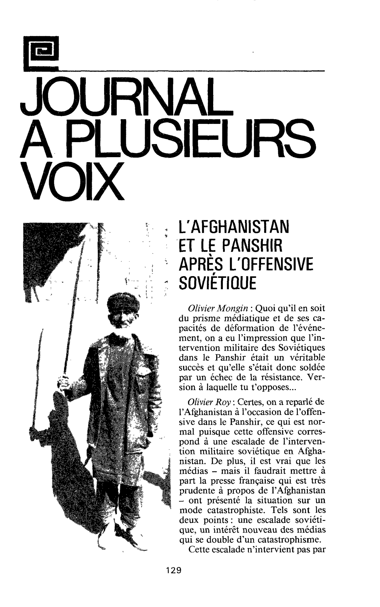 L’AFGHANISTAN ET LE PANSHIR APRÈS L’OFFENSIVE SOVIÉTIQUE