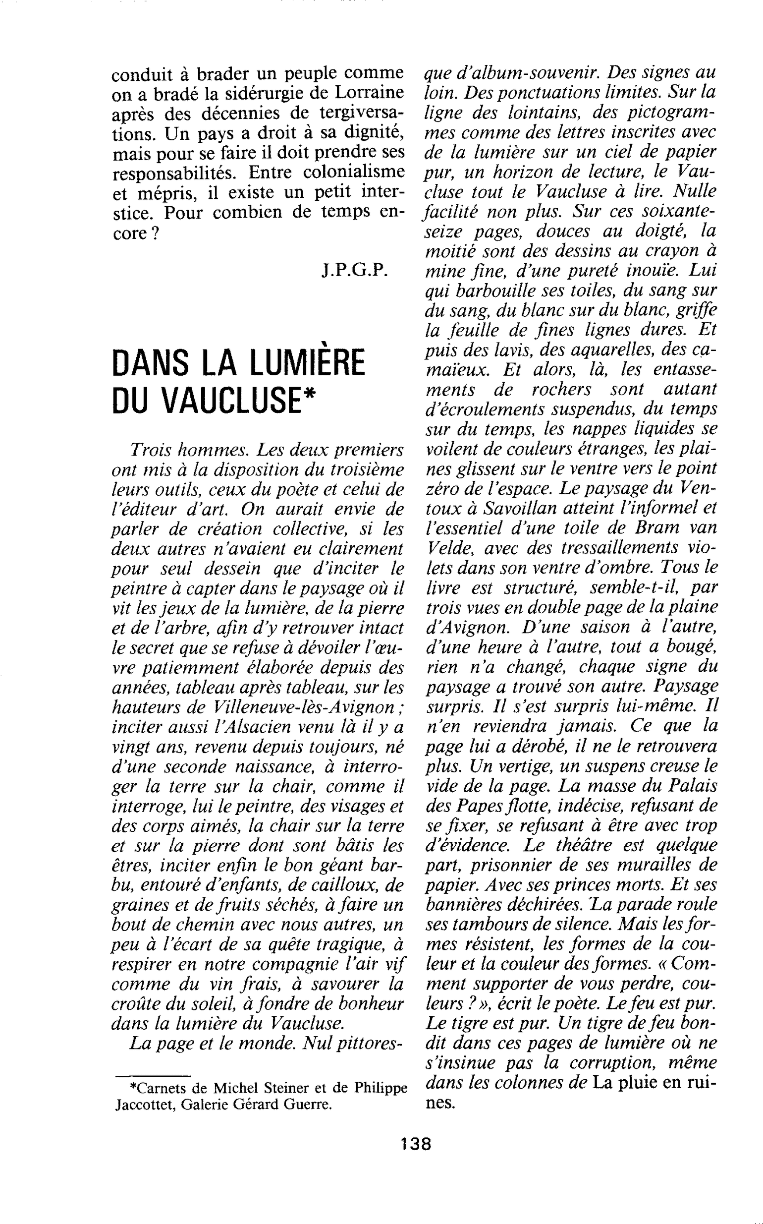 DANS LA LUMIERE DU VAUCLUSE