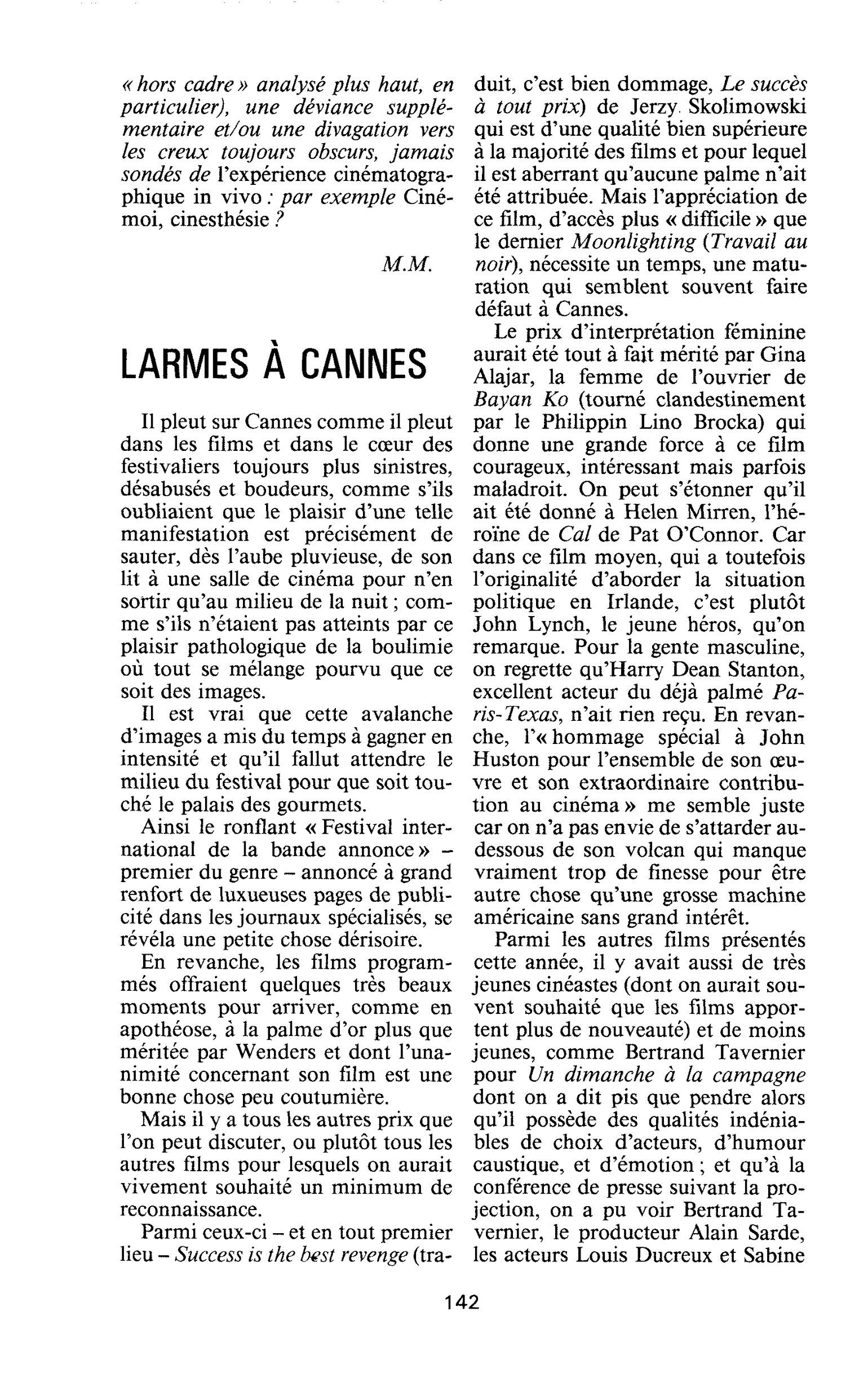 LARMES À CANNES