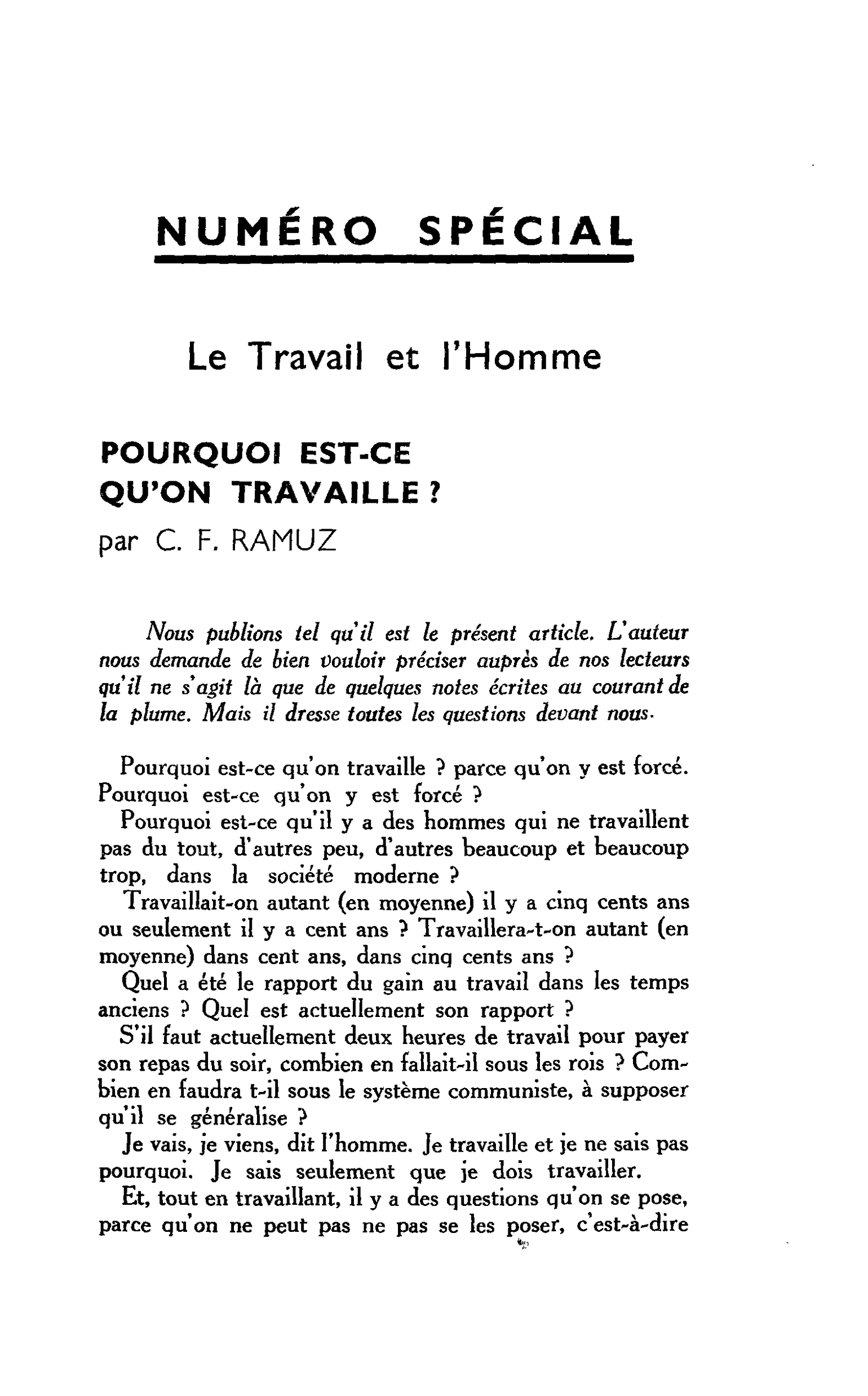 POURQUOI EST-CE QU’ON TRAVAILLE ?