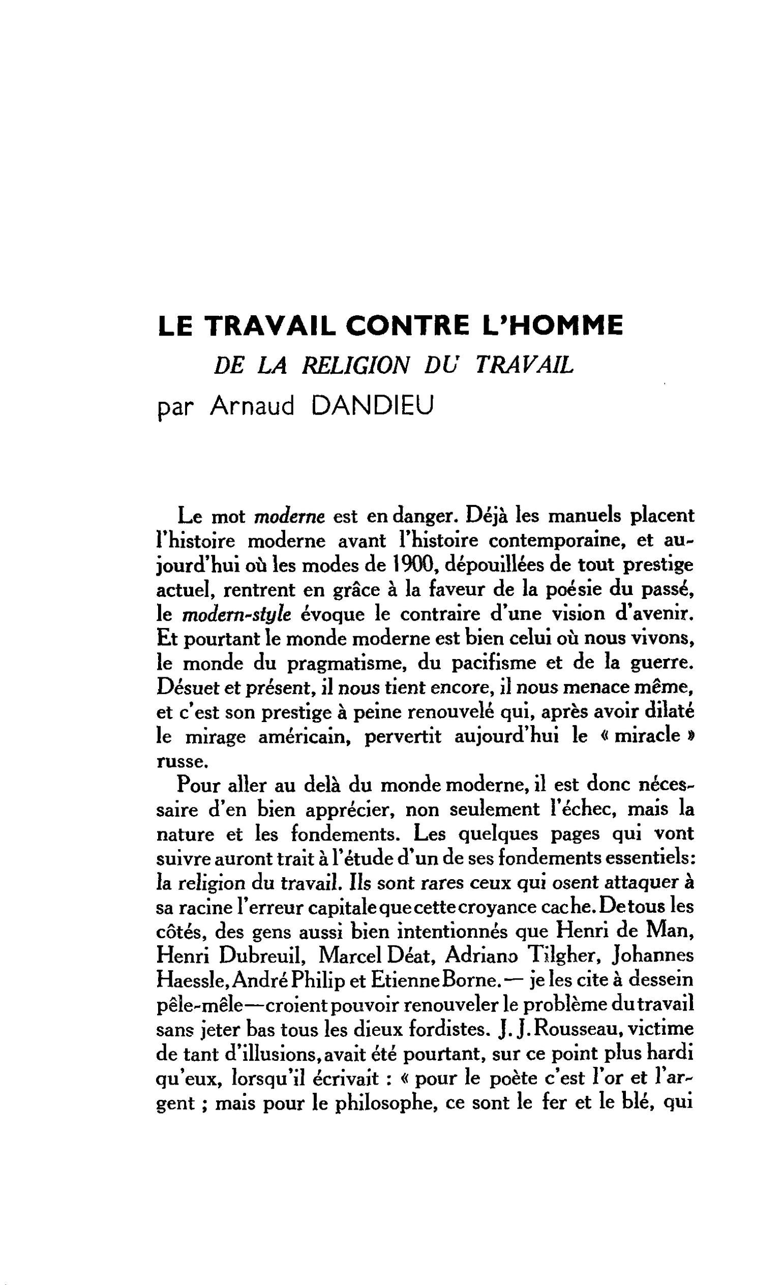LE TRAVAIL CONTRE L’HOMME. DE LA RELIGION DU TRAVAIL